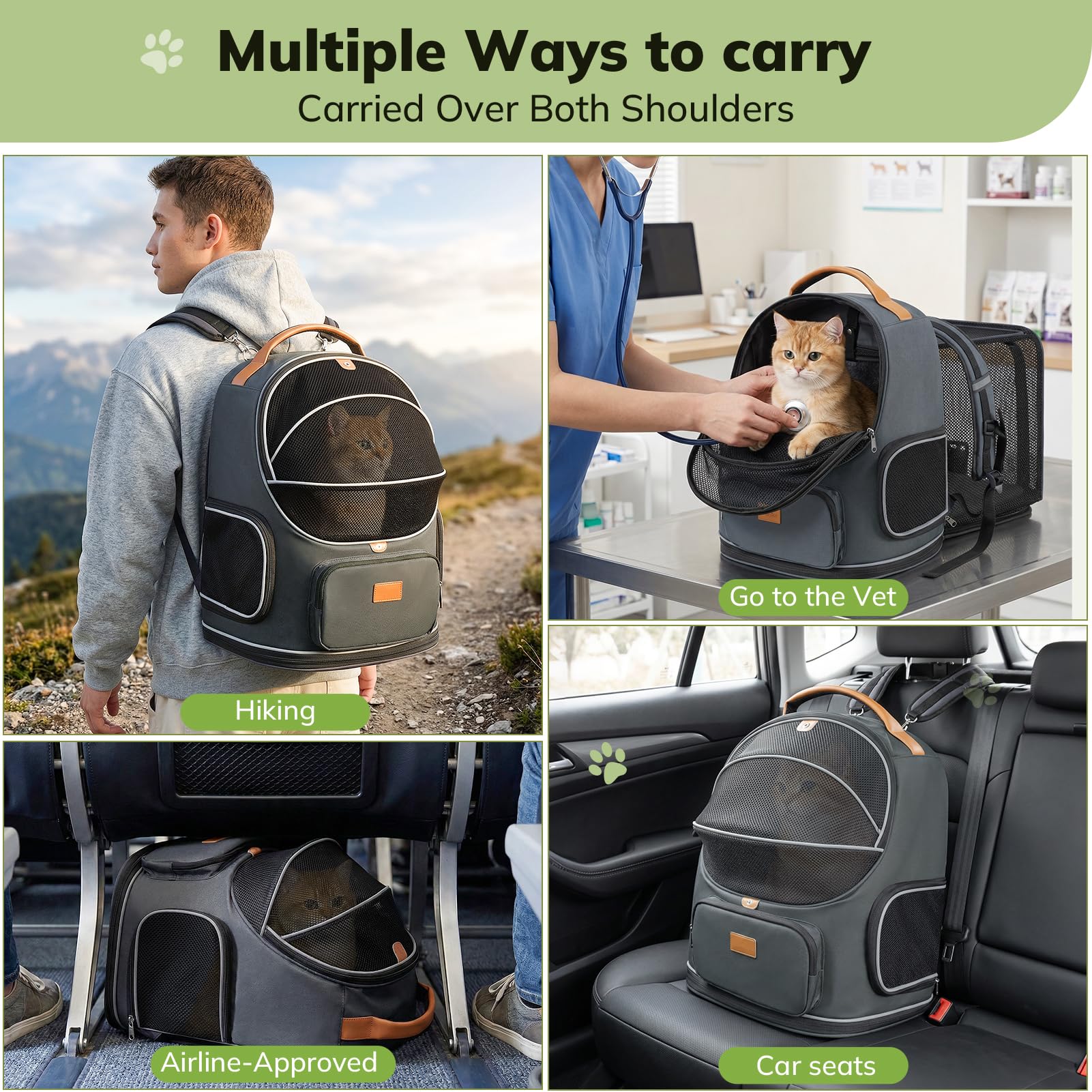 Morpilot Interactive Dual-Use Pet Backpack Carrier with Expandable Bed & Top Window | Supports up to 11.3kg 4