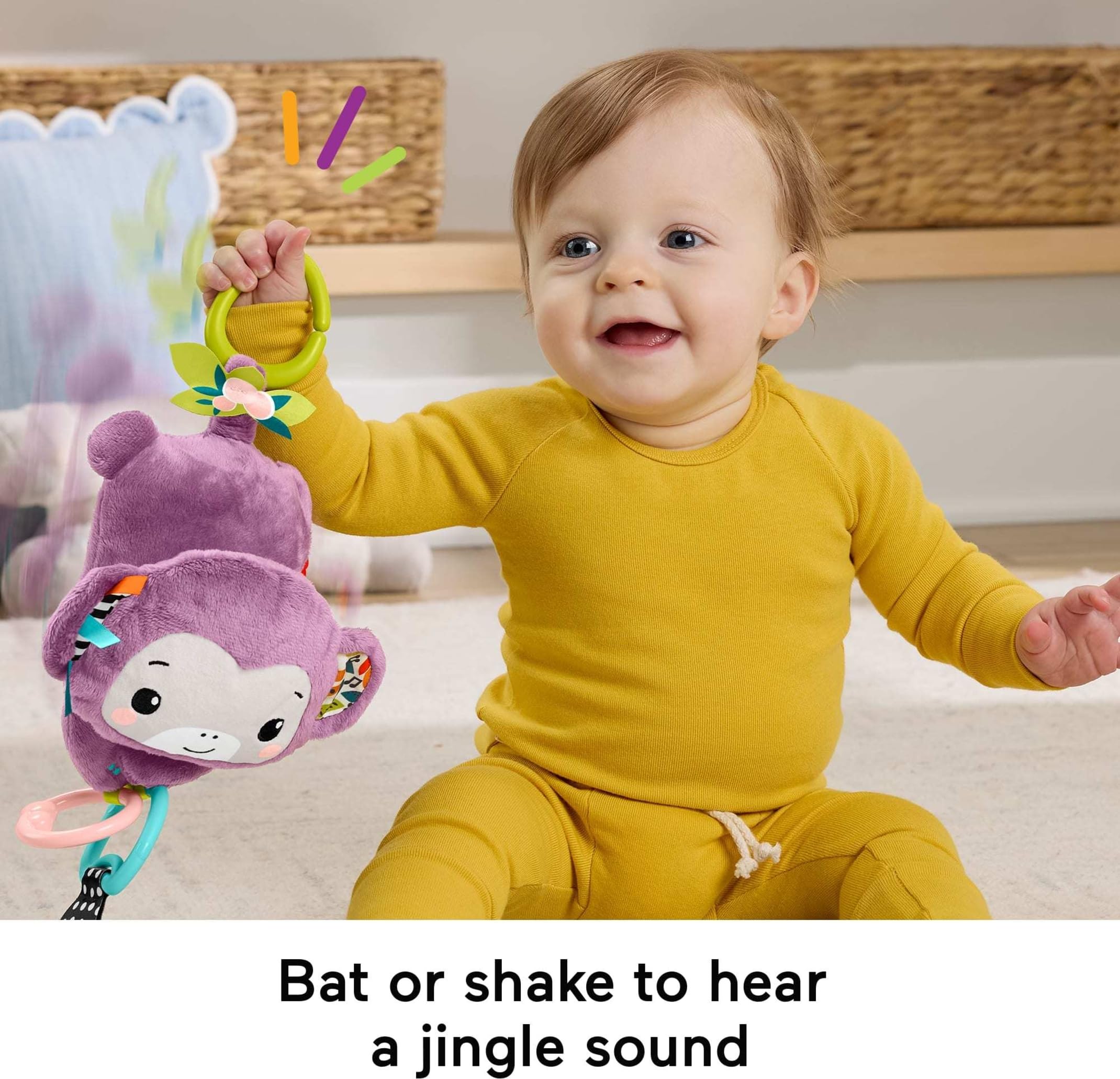 Fisher-Price Sing & Go Purple Monkey Stroller Toy - Musical Sensory Toy for Newborns 3