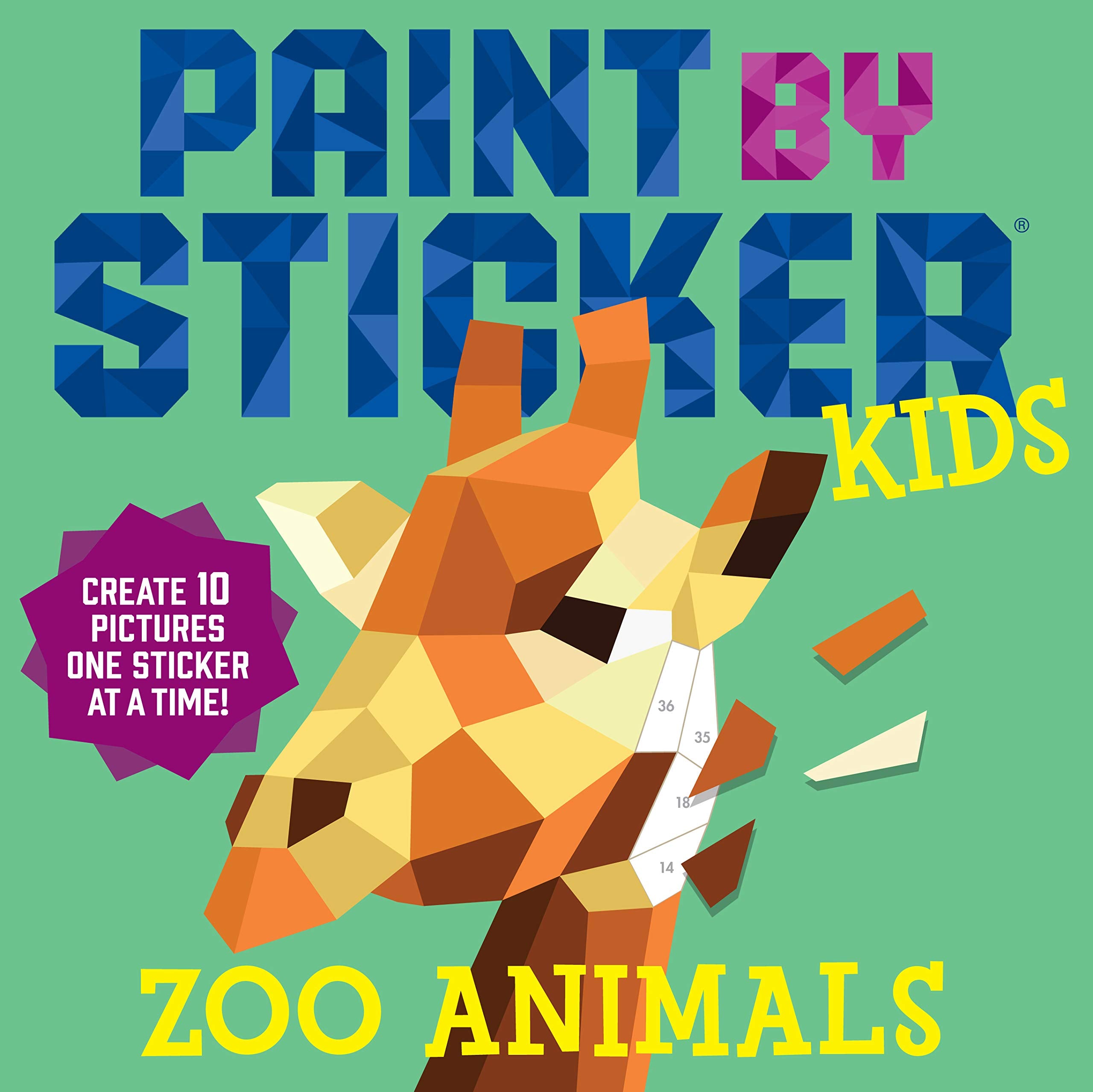 Workman Publishing Paint by Sticker Kids: Zoo Animals Sticker Book | Ages 5-12 | 10 Pictures 1
