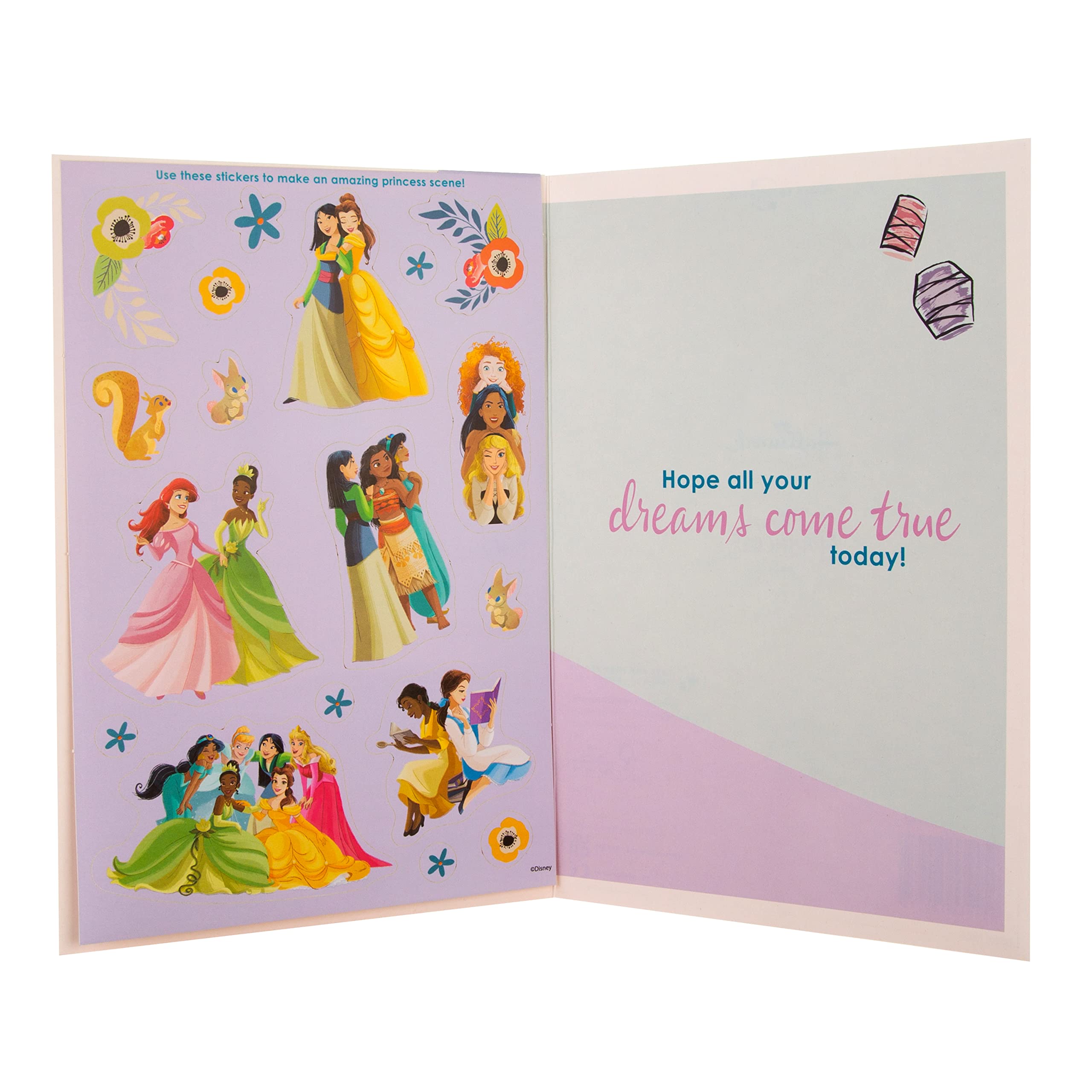 Hallmark Disney Princess Niece Birthday Card with Gold Foil & Sticker Sheet | H22.8cm x W15.9cm 2