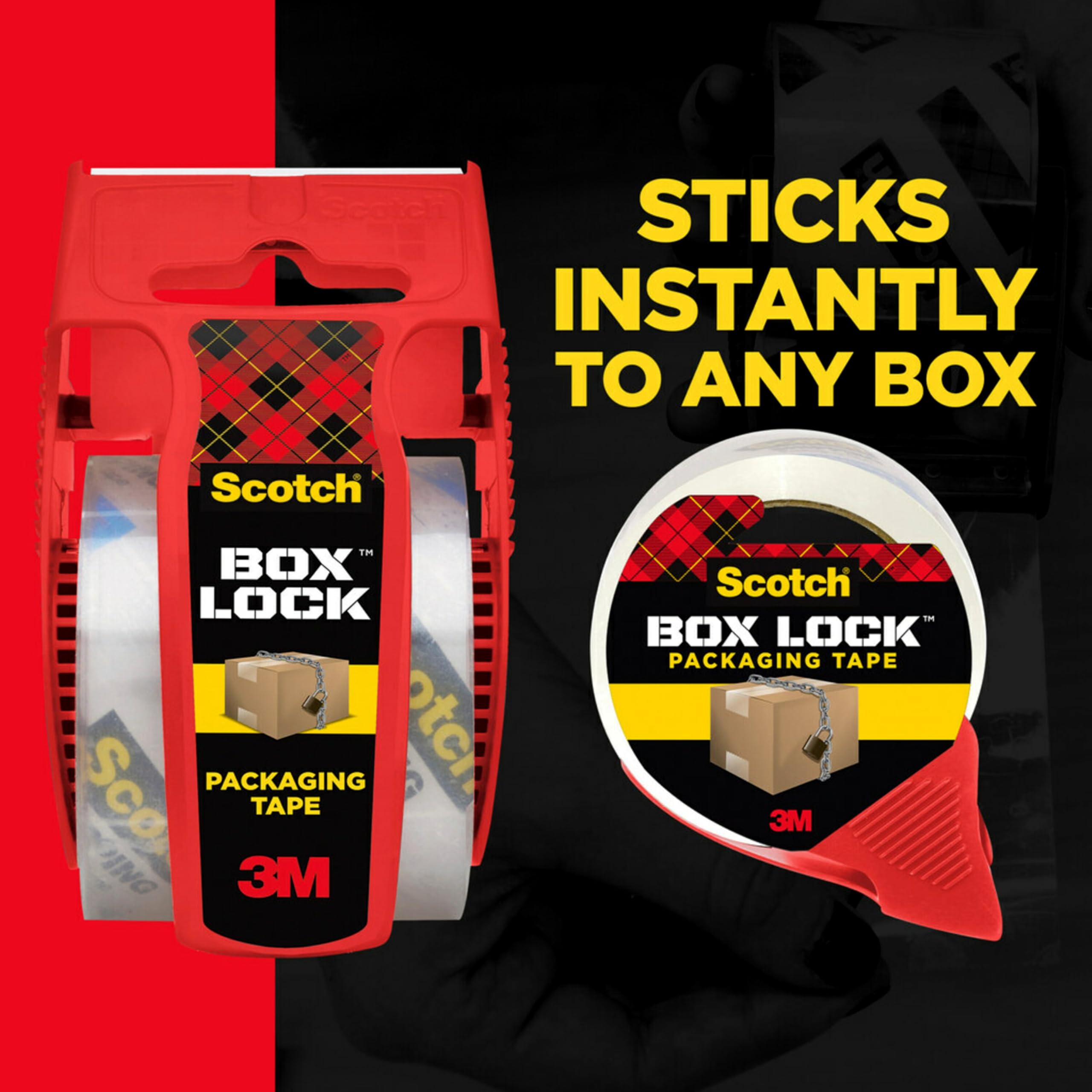Scotch Box Lock Packaging Tape - 6 Rolls with Dispensers | Strong Grip | 48 mm x 20.3 m 4