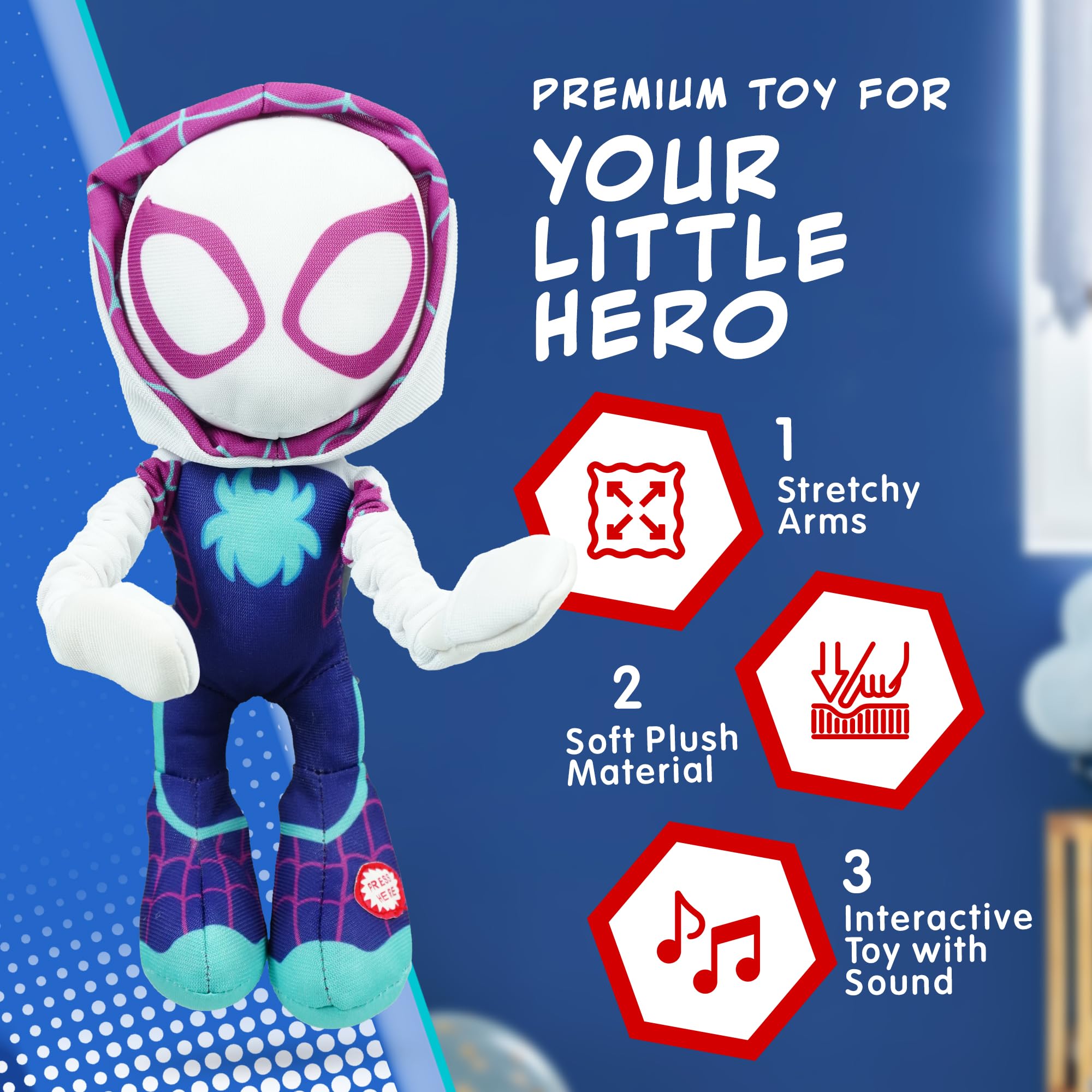 Marvel Spidey and His Amazing Friends Slingshot Ghost-Spider Plush Toy - Stretchable Arms for Action Play 13