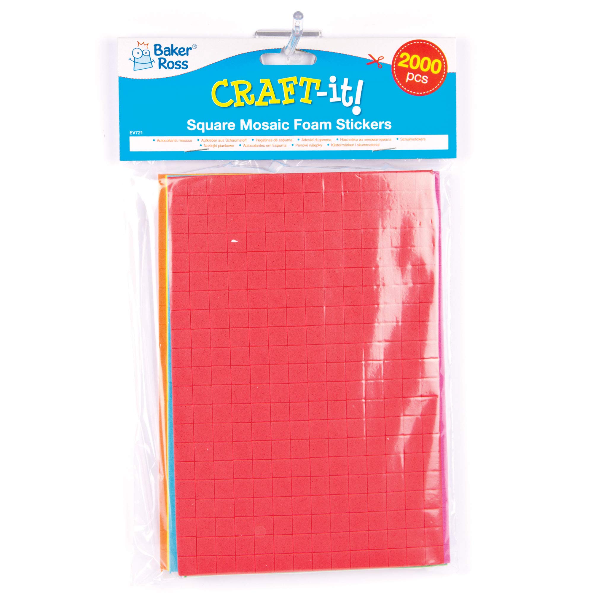 Baker Ross EV721 Self-Adhesive Foam Mosaic Squares - 2000 Pack, 1cm x 1cm, Assorted Colors 4