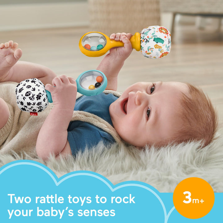 Fisher-Price Rattle 'n Rock Maracas - Sensory Rattles for Babies 3 Months+