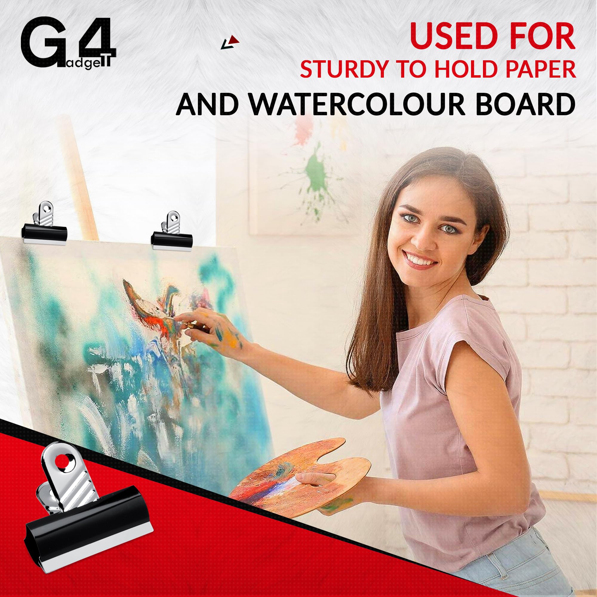 G4GADGET Jumbo Black Bulldog Clips 70mm - Heavy-Duty Metal Binder, 10 Pack | Holds 195 Sheets 6