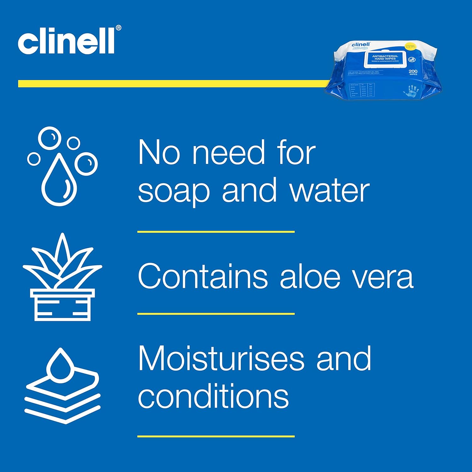 Clinell - Antibacterial Hand Wipe for Hands and Surfaces CAHW200 6