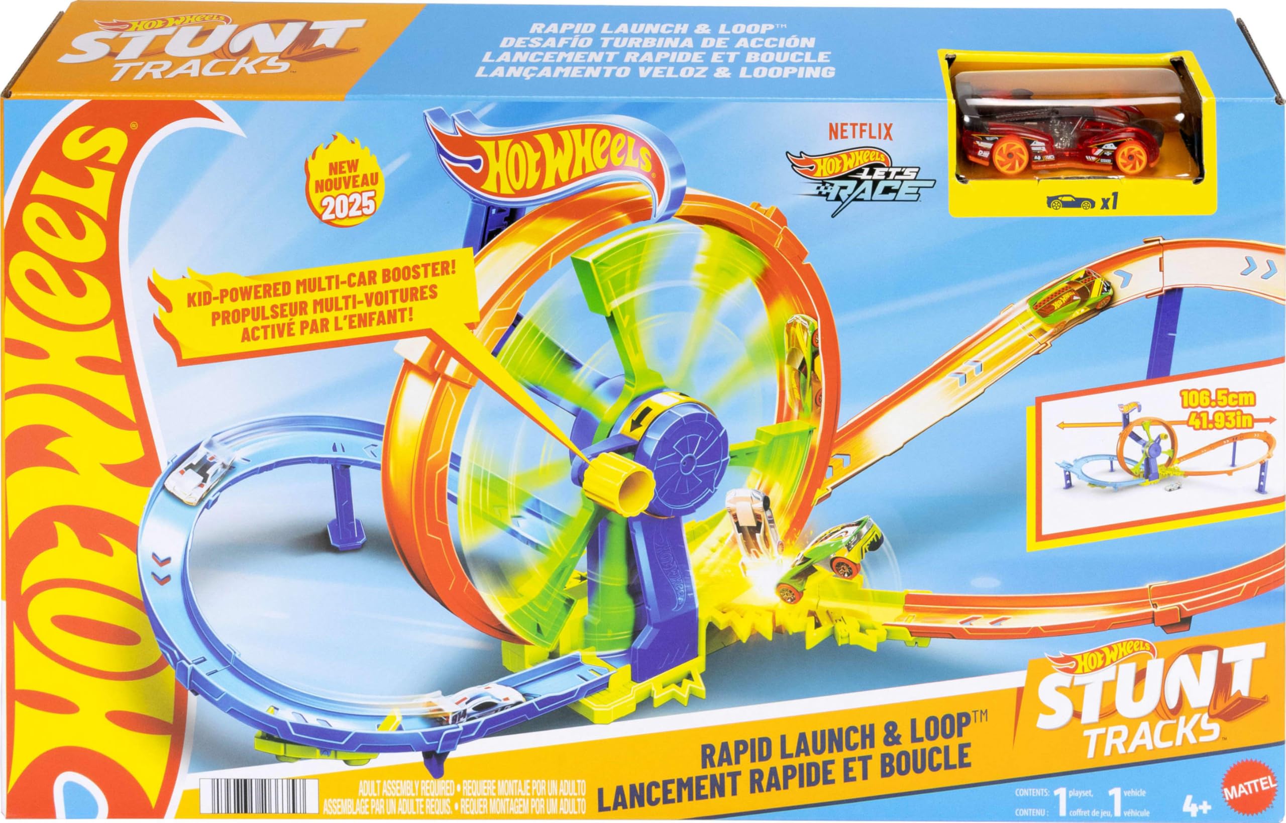 Hot Wheels Rapid Launch & Loop Playset - Crank-Powered Race Track for Kids 4+ 6