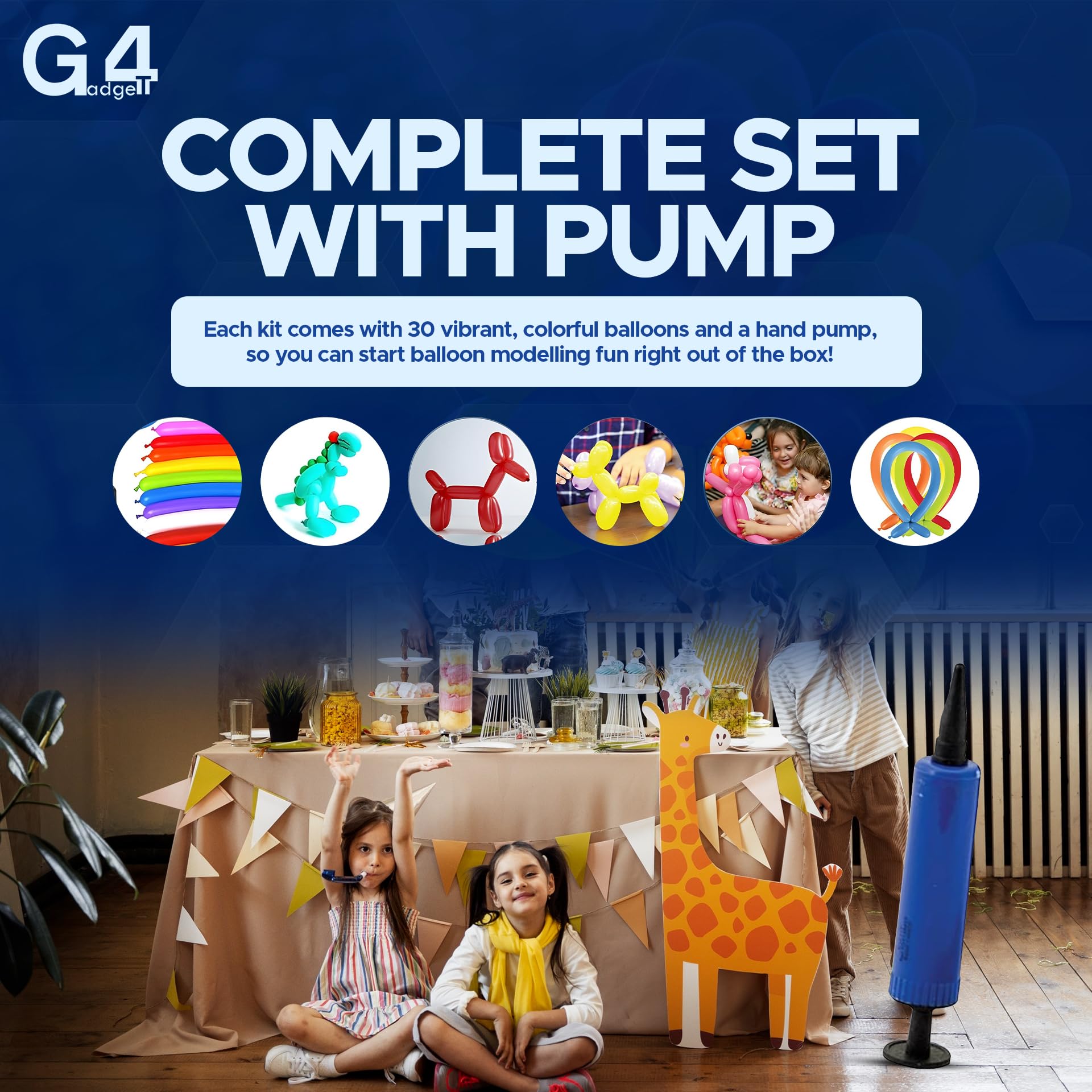G4GADGET Modelling Balloons Kit - 30-Pack Twist Balloons with Pump | Multicolor Latex 2