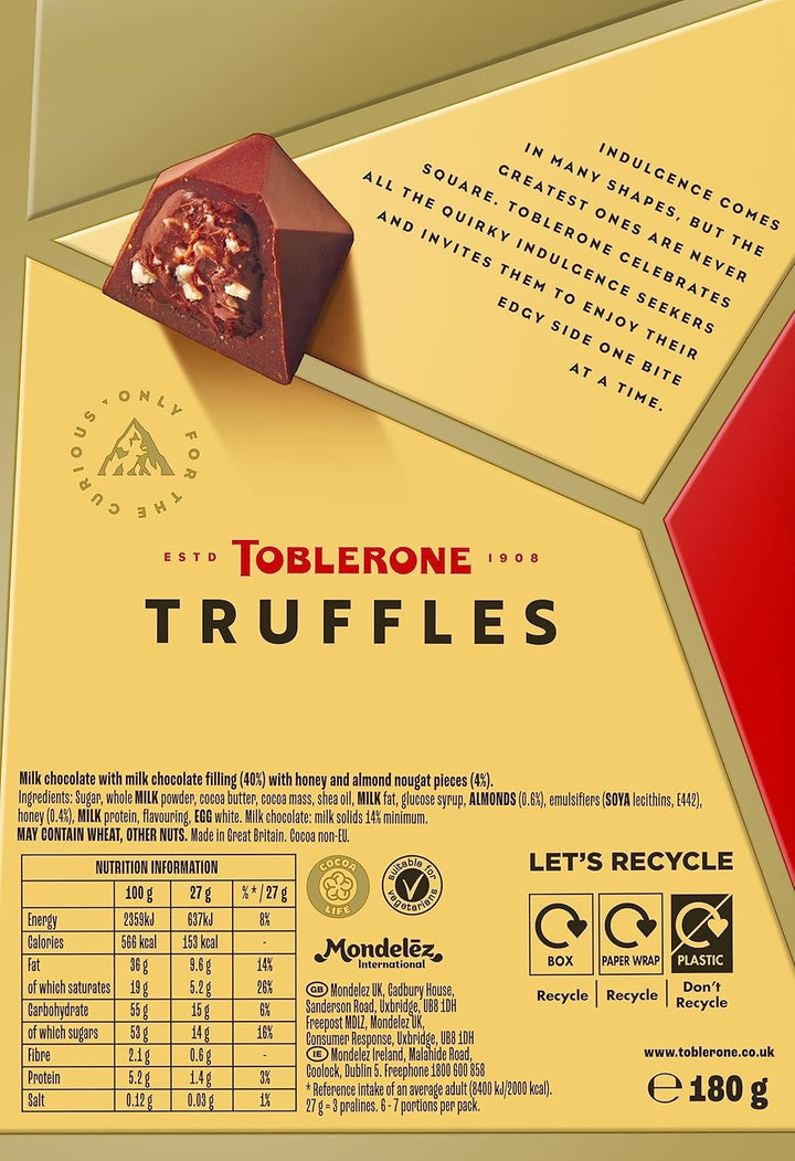 Toblerone Truffles Milk Chocolate with Honey & Almond Nougat 180g