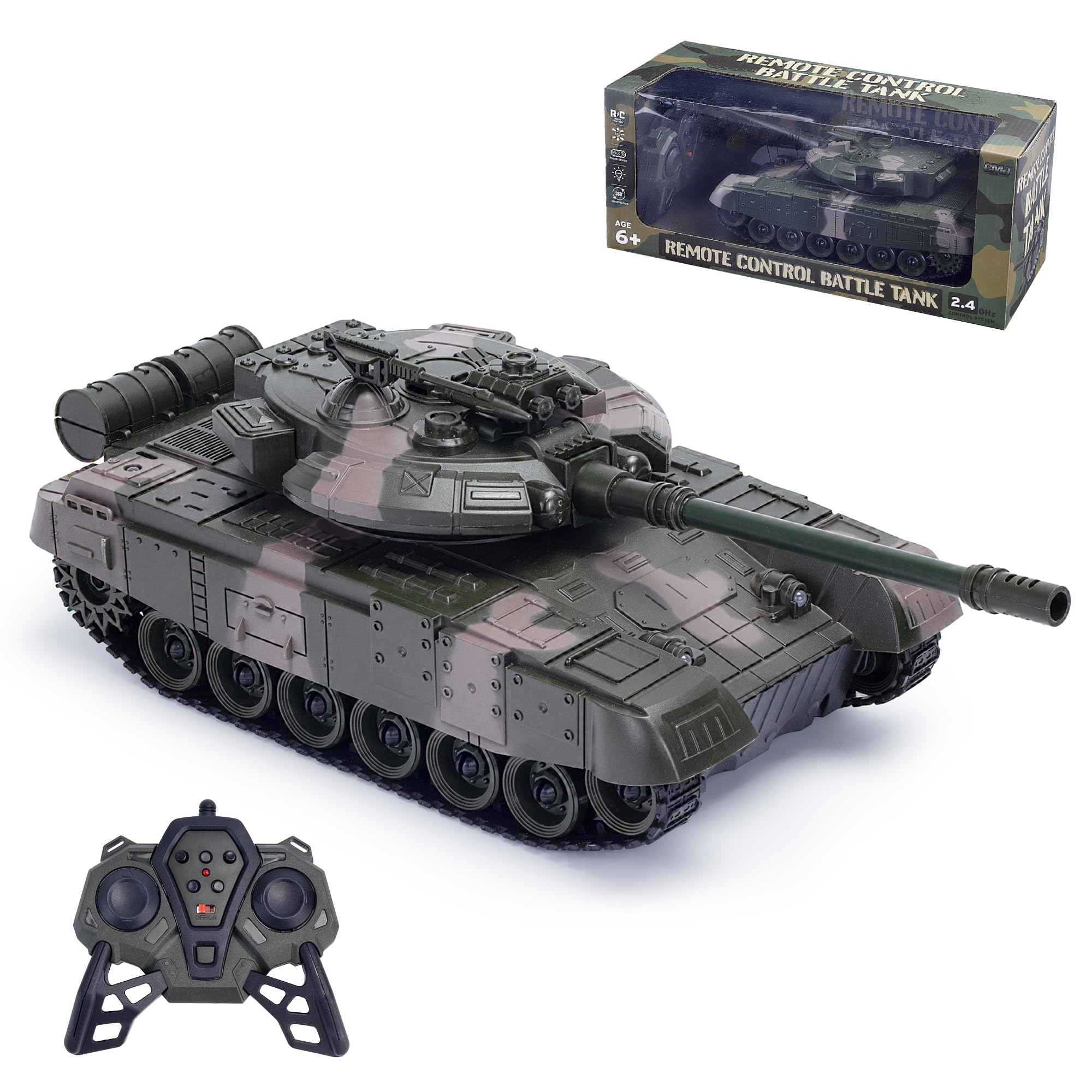 CMJ RC Cars 1:20 Scale RC Army Military Tank - 2.4GHz Remote Control with Sound & Light Effects 1