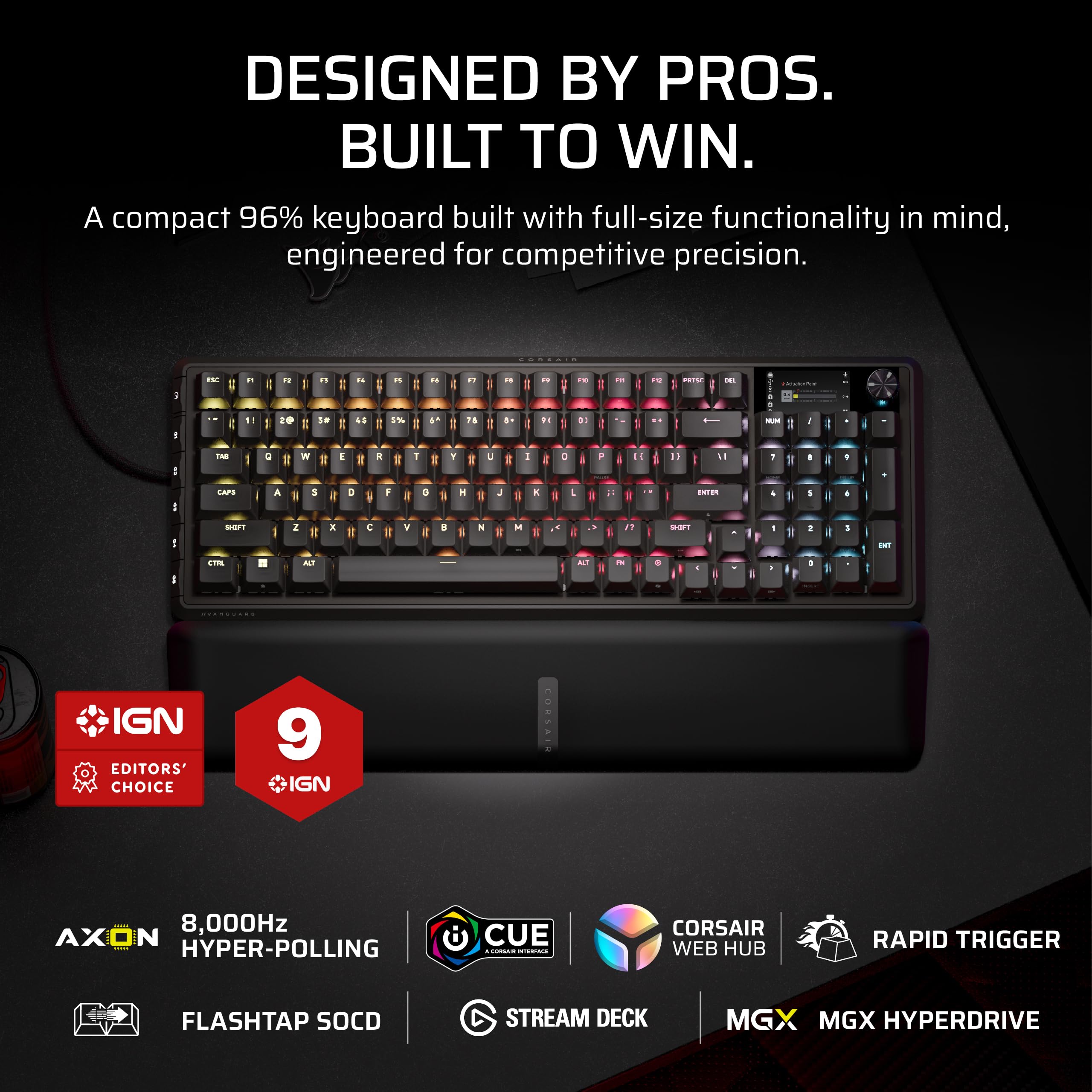 Corsair VANGUARD PRO 96 Wired Hall Effect Magnetic Mechanical Gaming Keyboard | 96% Layout | RGB
