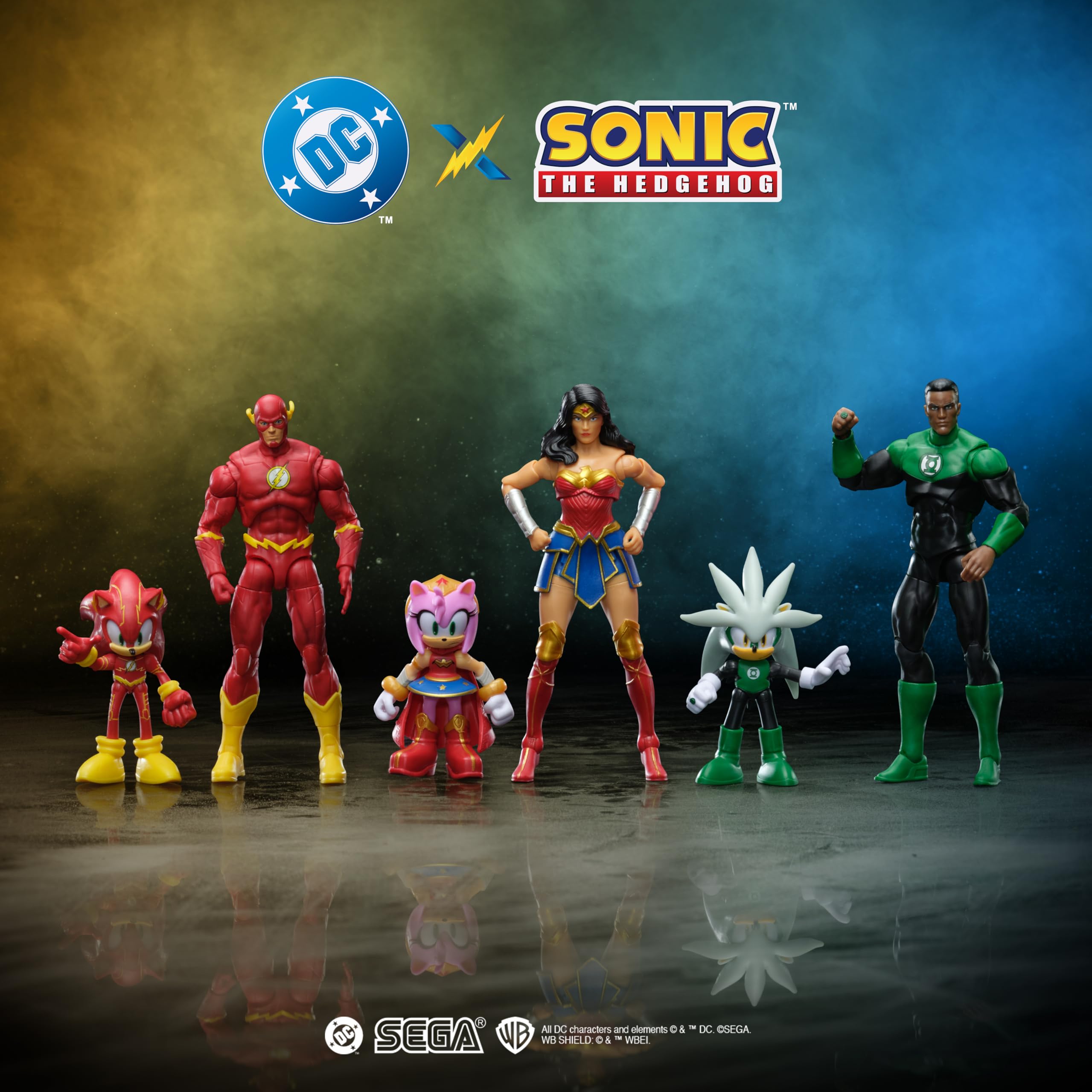 Sonic The Hedgehog DC x Sonic Silver as Green Lantern & Classic Green Lantern Action Figure Multipack 4
