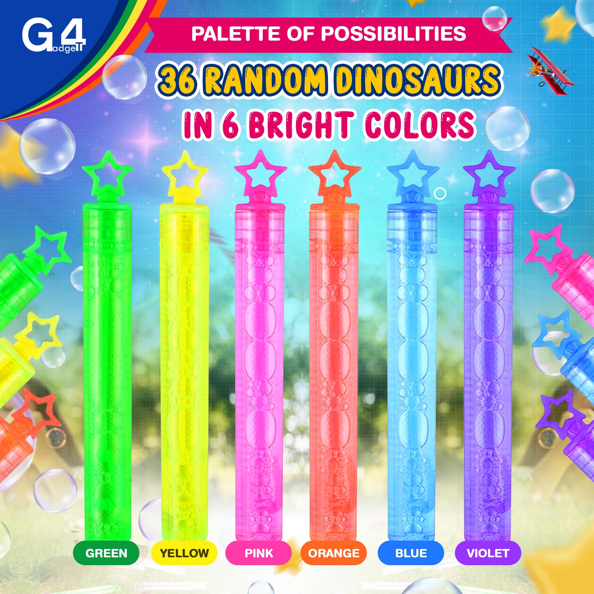 G4GADGET 36-Pack Bubble Tubes - Colourful Plastic Party Favour Set | 10.5 cm Size 3