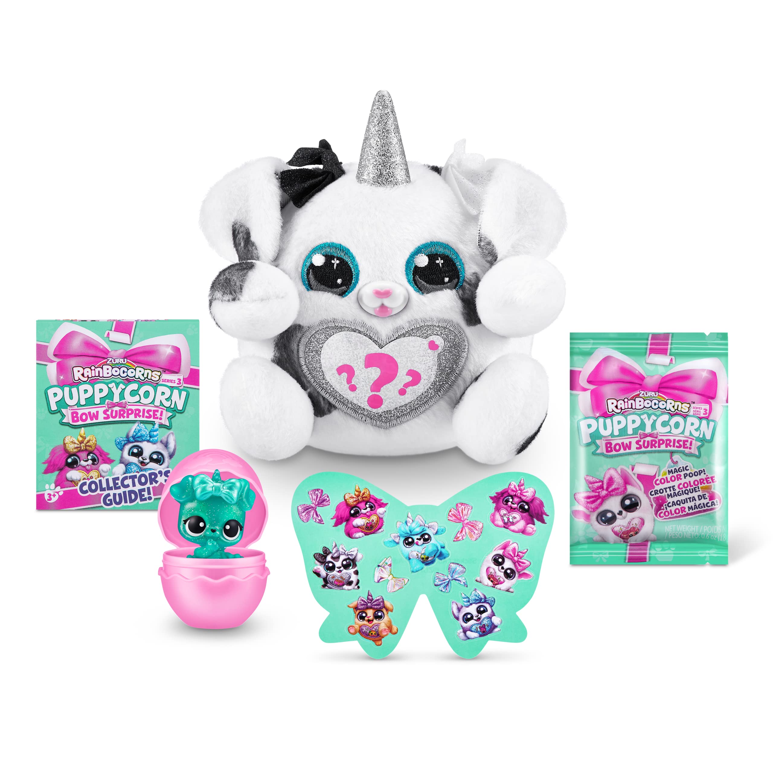 Rainbocorns Puppycorn Bow Surprise - Zedd the Dalmatian Collectible Plush with 5 Layers of Surprises, Slime, Stickers & Boo-Boocorn - Ages 3+ 10