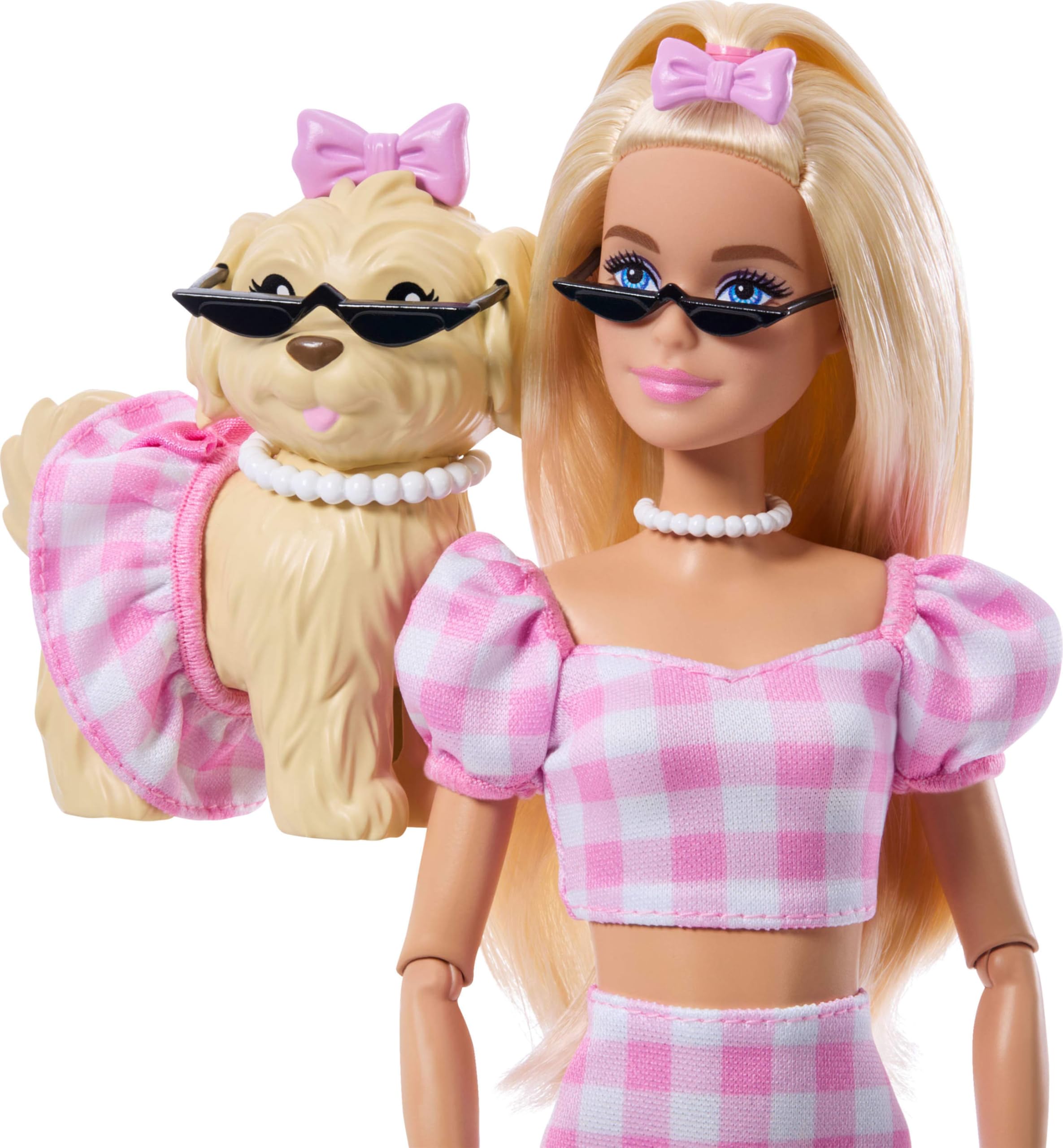 Barbie Twinning Looks Doll with Pet Dog - Matching Pink Gingham Outfits & Accessories, JFP36 9