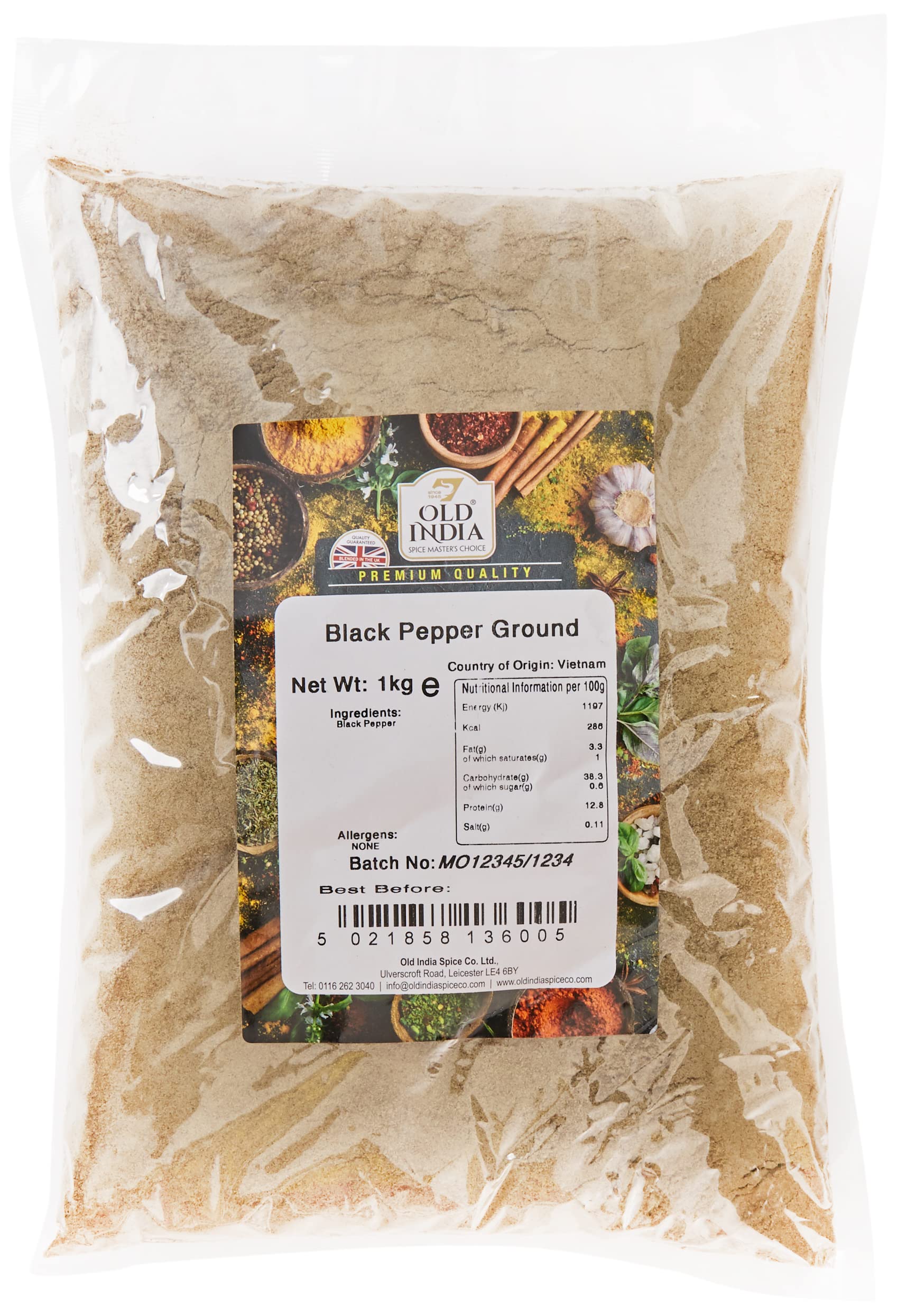 Old India Ground Black Pepper - 1 kg Natural Spice | Additive & GMO Free
