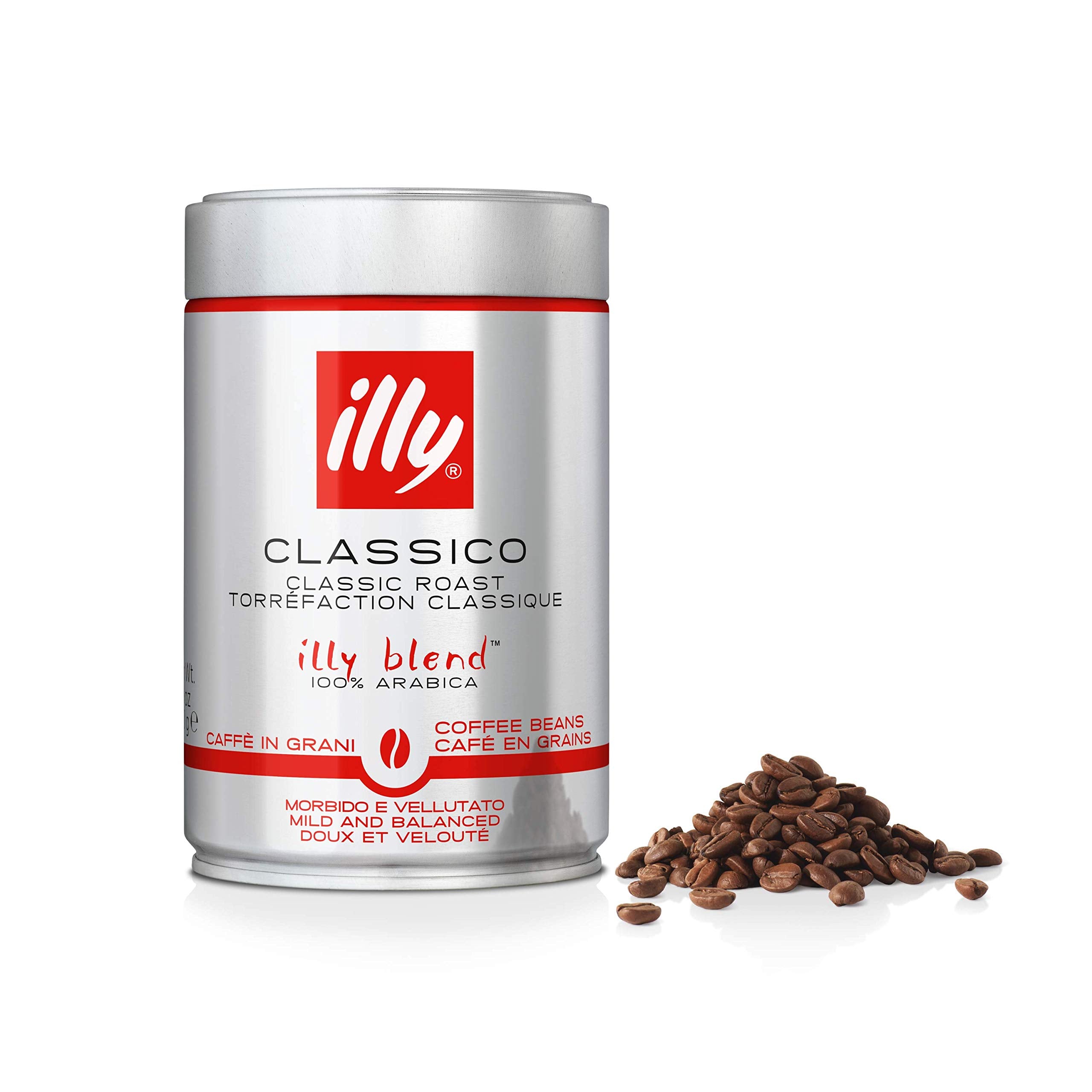 illy – Classico Kaffeebohnen – Mittlere Röstung – 100 % Arabica-Ganzbohnen – Ideal für Mokkakanne, Espresso, Filter – 250-g-Dose