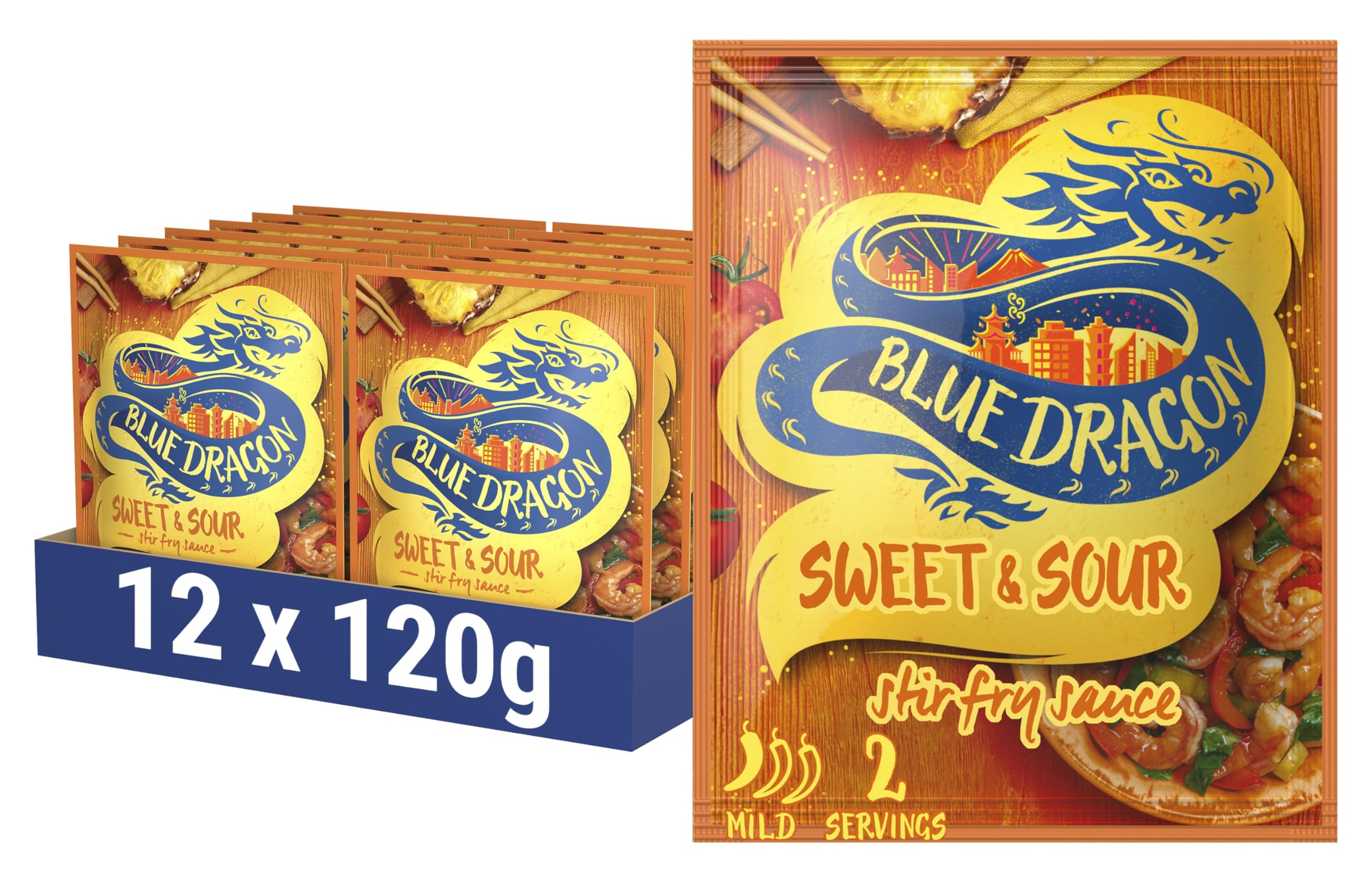 Blue Dragon Sweet & Sour Stir-Fry Sauce Sachets - 12 Pack (12 x 120g)