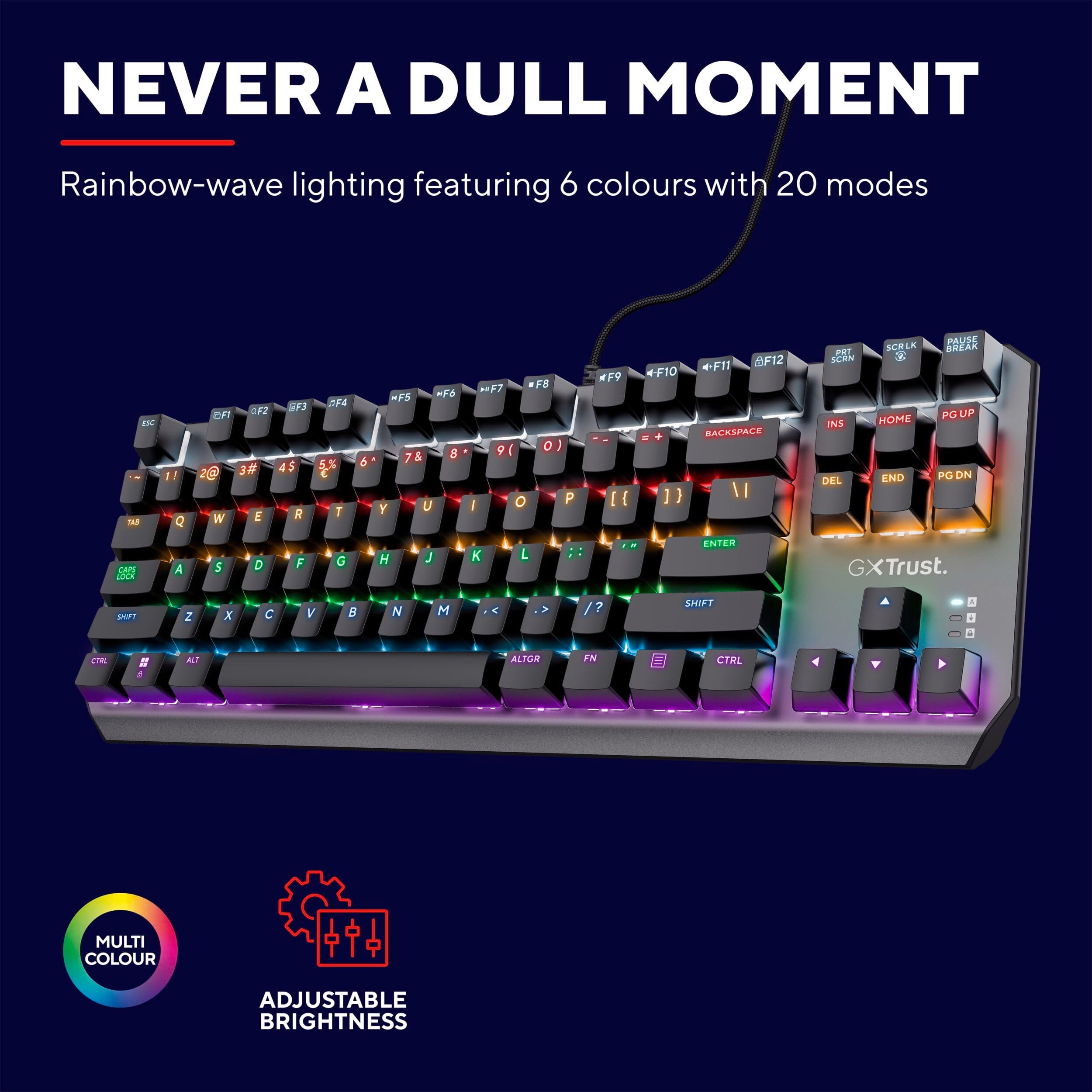 Trust Gaming GXT 834 Callaz TKL Mechanical Gaming Keyboard – UK Layout, Black, Outemu Red Switches 12