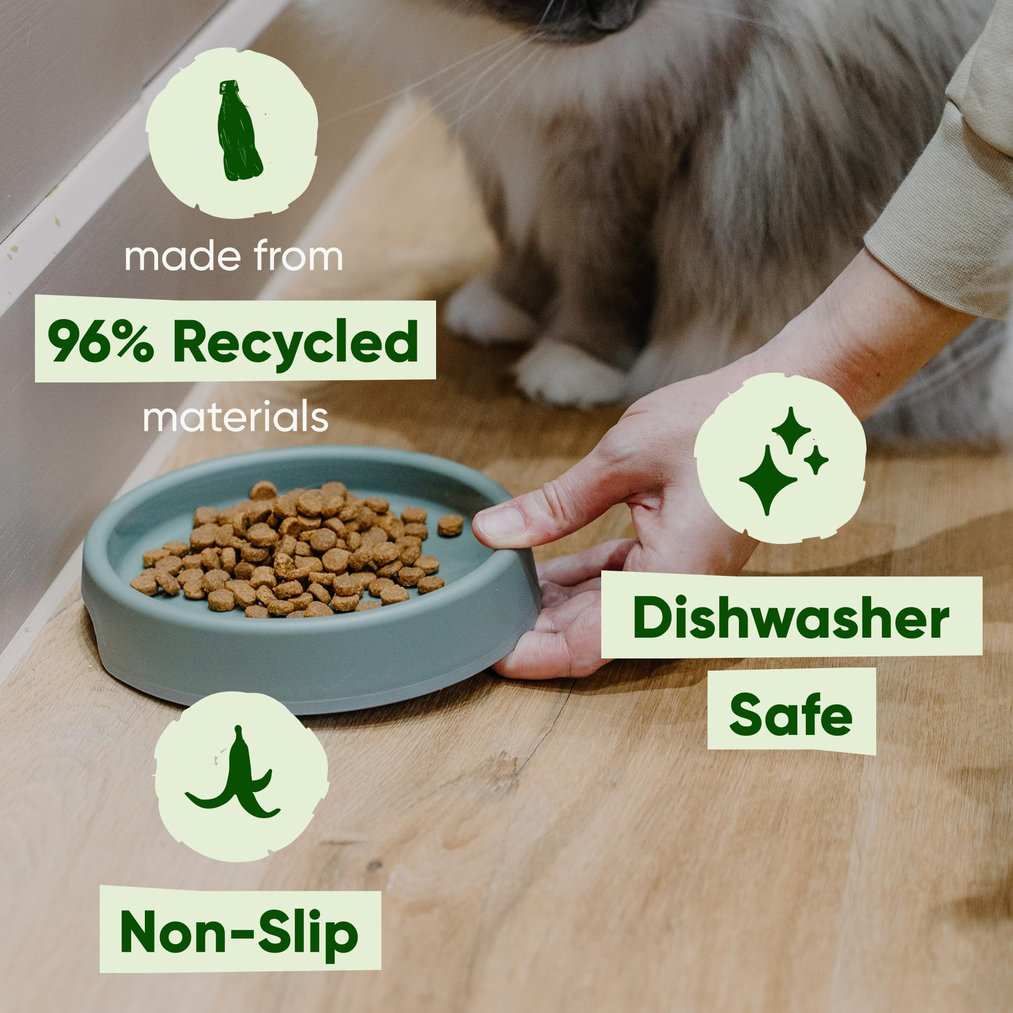 Beco Cat Bowl - Whisker-Friendly Steady Design | Recycled Plastic | Nonslip Base 2
