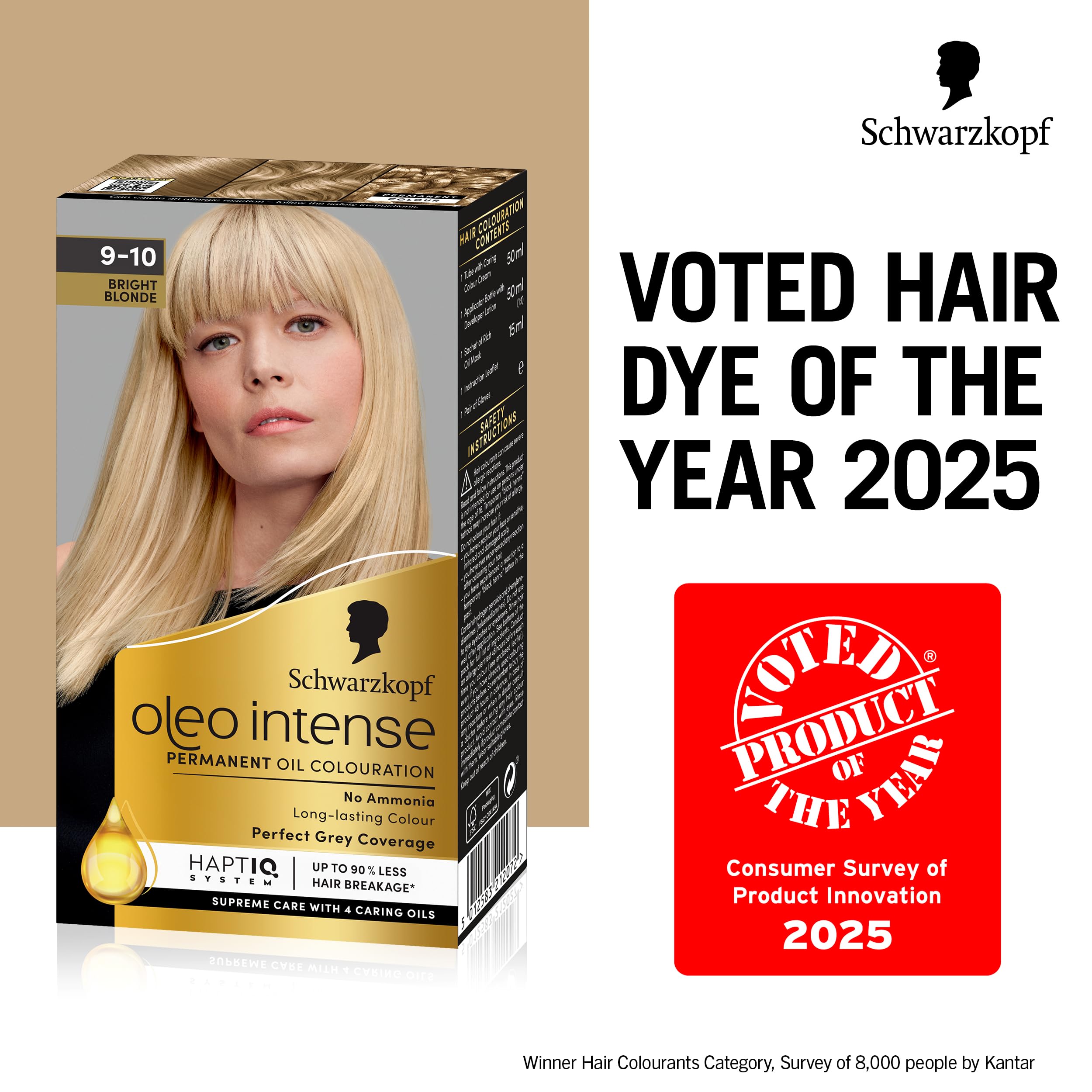 Schwarzkopf Oleo Intense Permanent Oil Colour Hair Dye - Bright Blonde (100% Grey Coverage, Ammonia-Free) 5