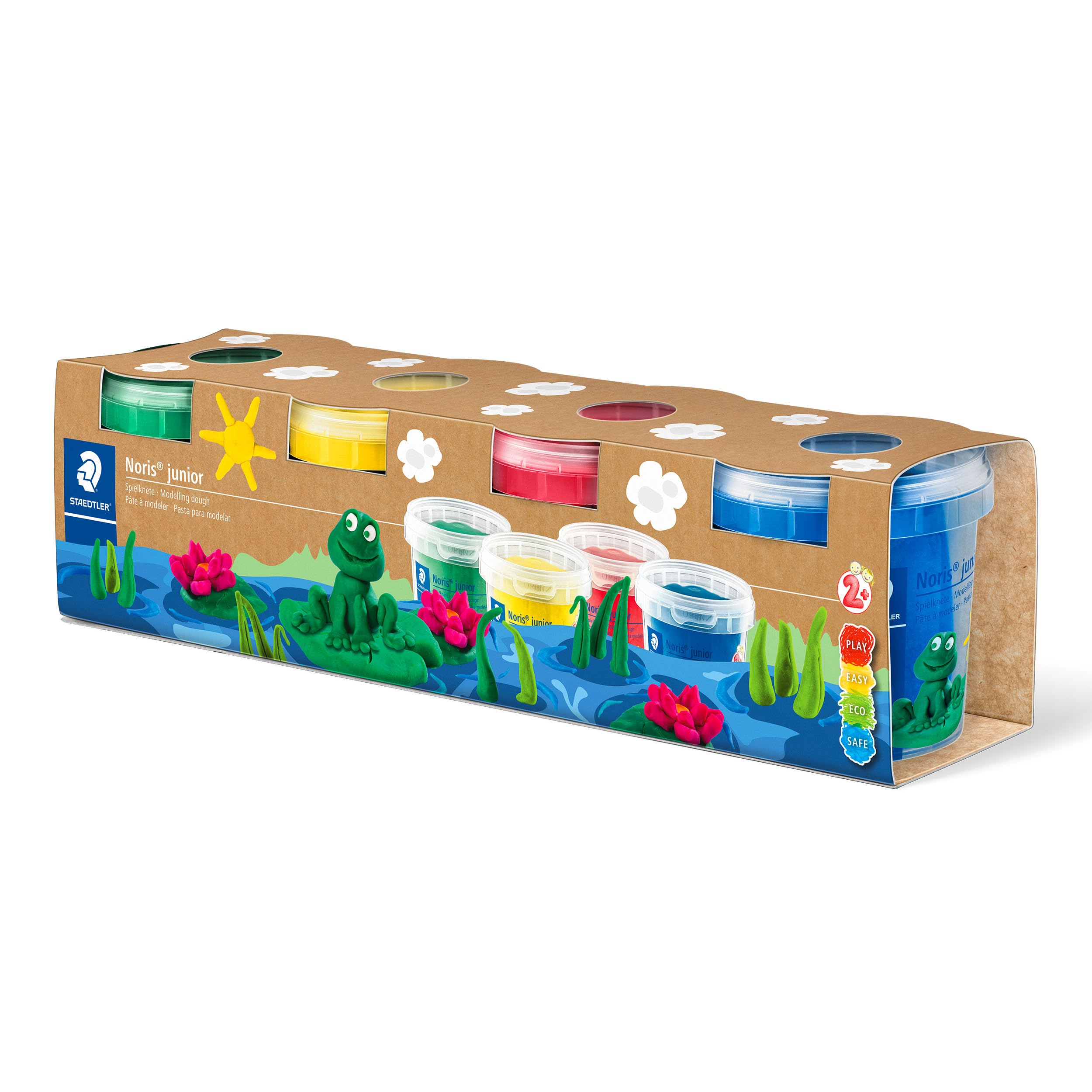 STAEDTLER Noris Junior Modelling Dough - 4 Assorted Colours Set | Non-Toxic for Toddlers 1