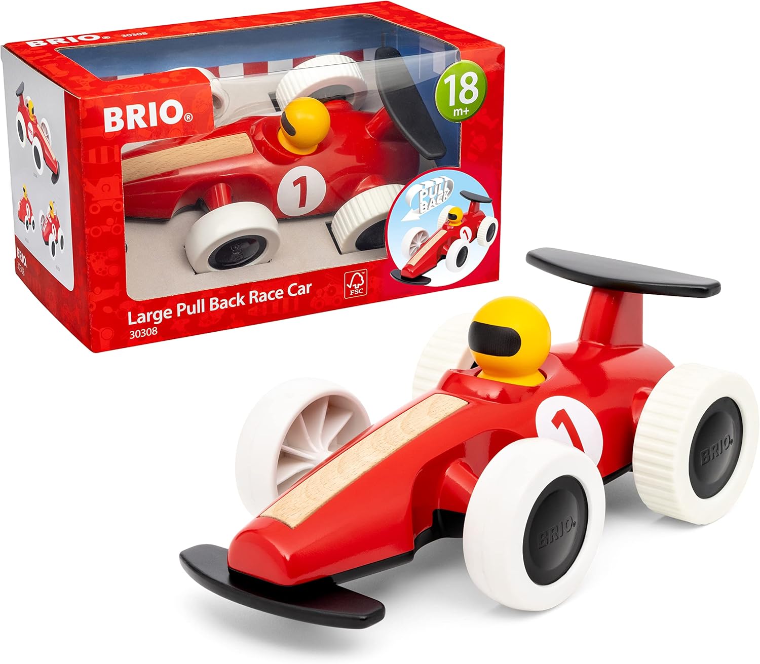 BRIO Large Pull Back F1 Race Car - Educational Toddler Vehicle for Ages 18 Months+