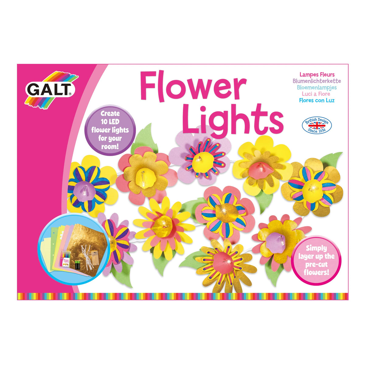 Galt Flower Lights Papercraft Kit - 10 LED Fairy Lights, Age 7+