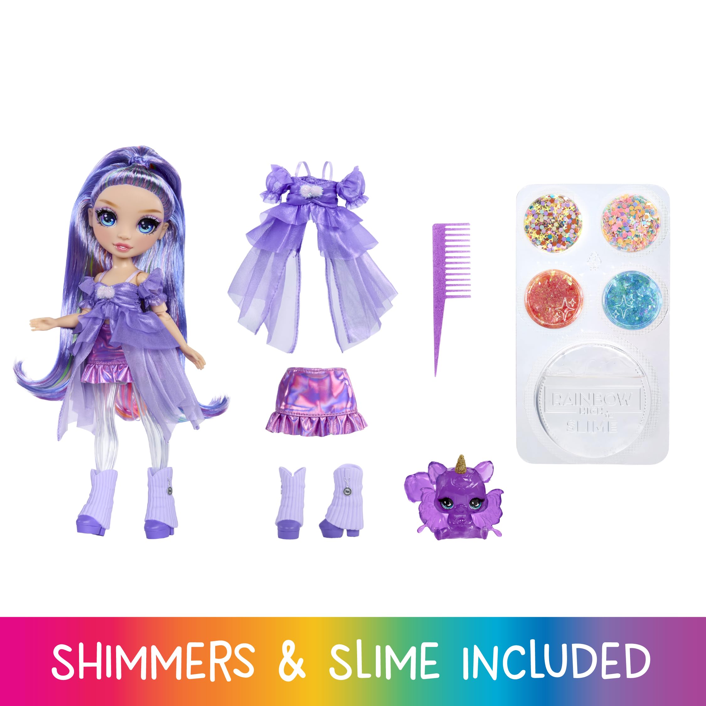 Rainbow High Rainbow Shimmers with Slime - Violet Fashion Doll - 28cm Playset 9