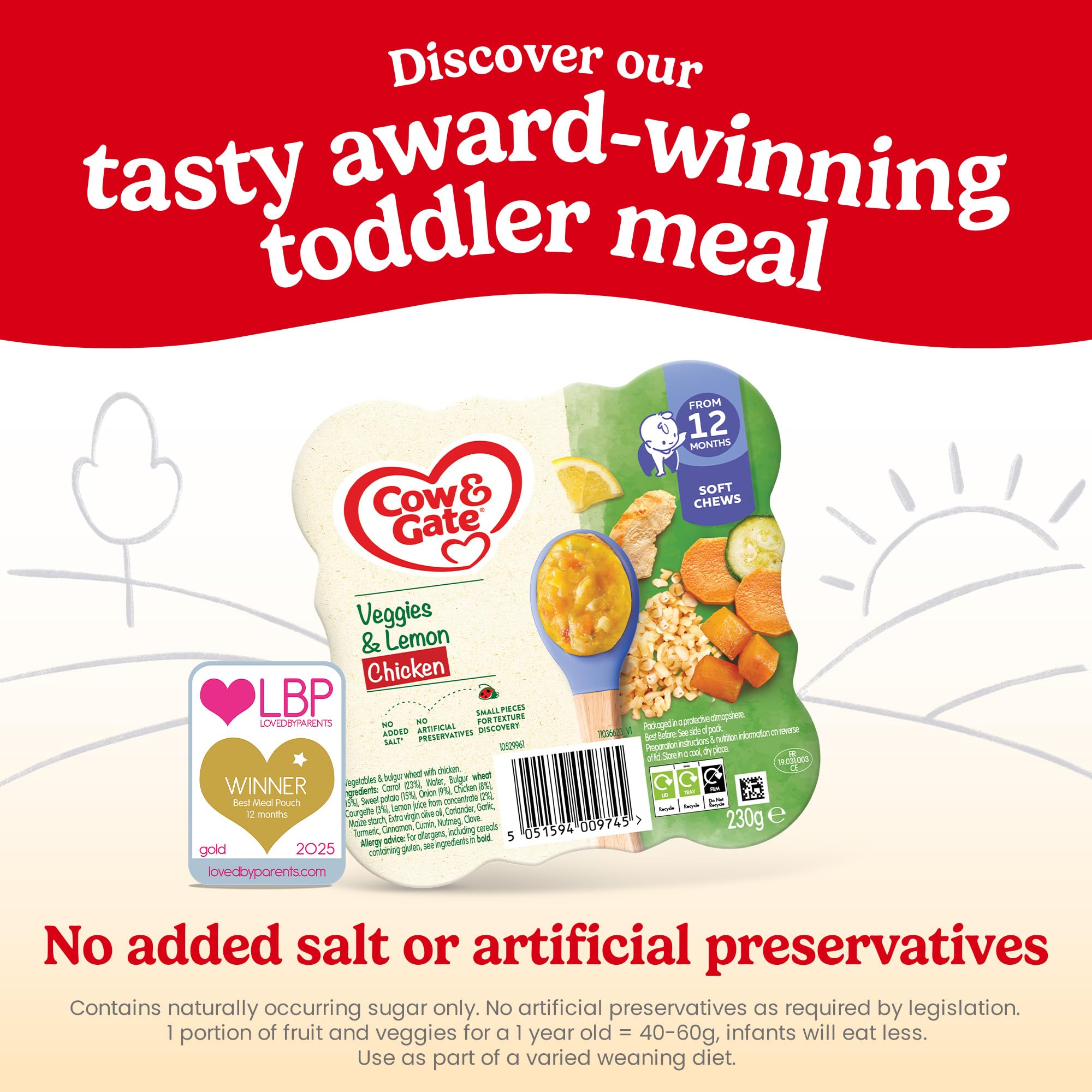 Cow & Gate Spaghetti Bolognese Baby Meal - 12+ Months, 5 x 230g Pack 5