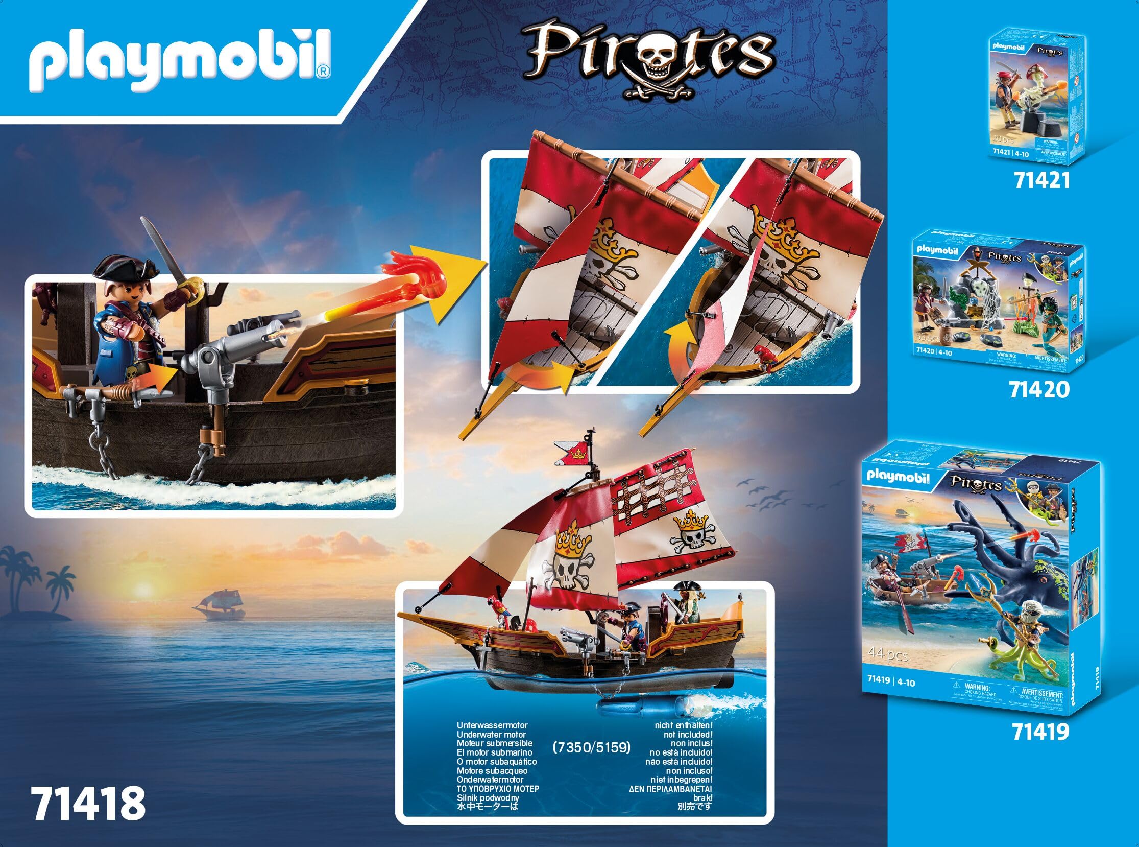Playmobil Pirates: Small Pirate Vessel 71418 | 101 Pieces | Ages 4+ 6