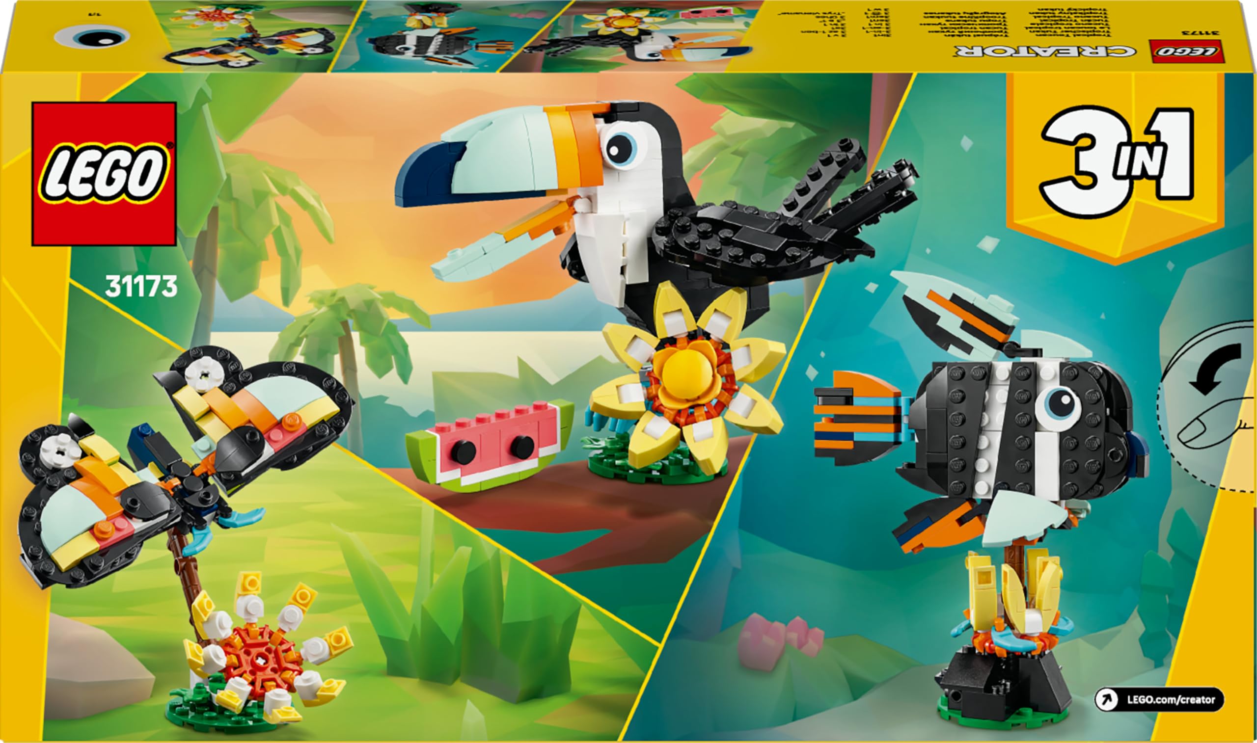 LEGO Creator 3in1 Wilde Tiere: Tropischer Tukan mit Blume Bauset - 225 Teile 9