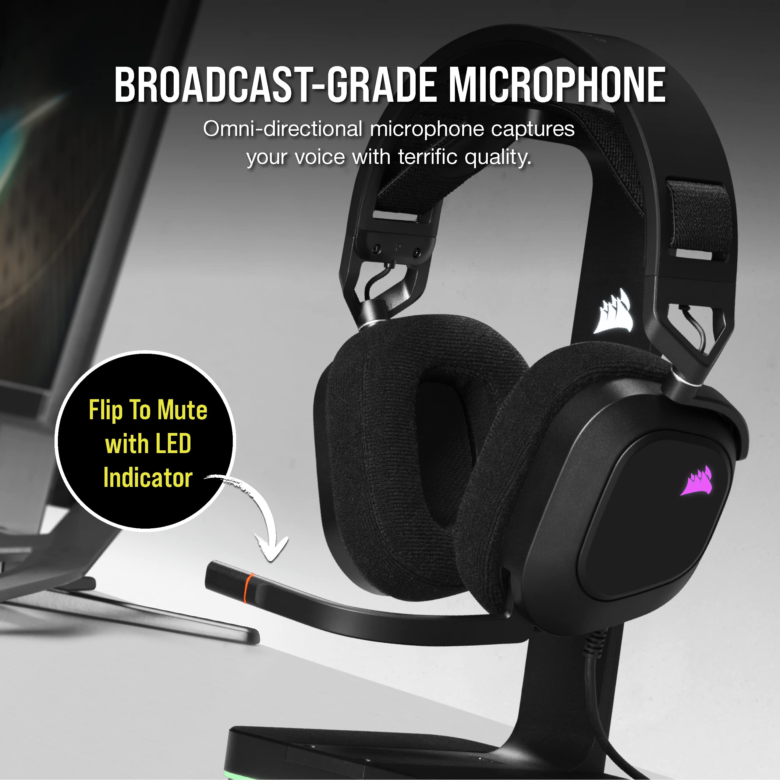 Corsair HS80 RGB USB Gaming Headset - Dolby 7.1 Surround Sound | 20Hz-40kHz | Black 3