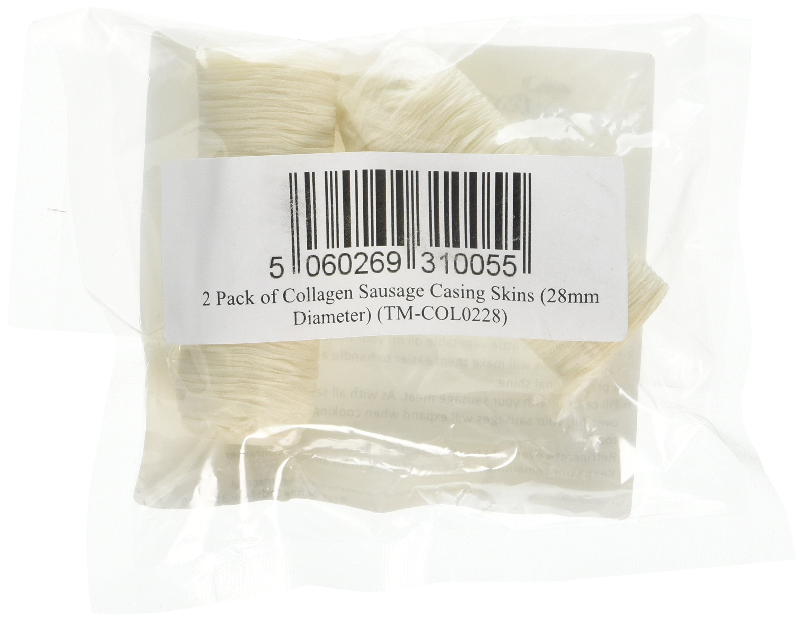 Tongmaster Collagen Sausage Casings - 28mm Diameter | 2 Count for Snack Sticks