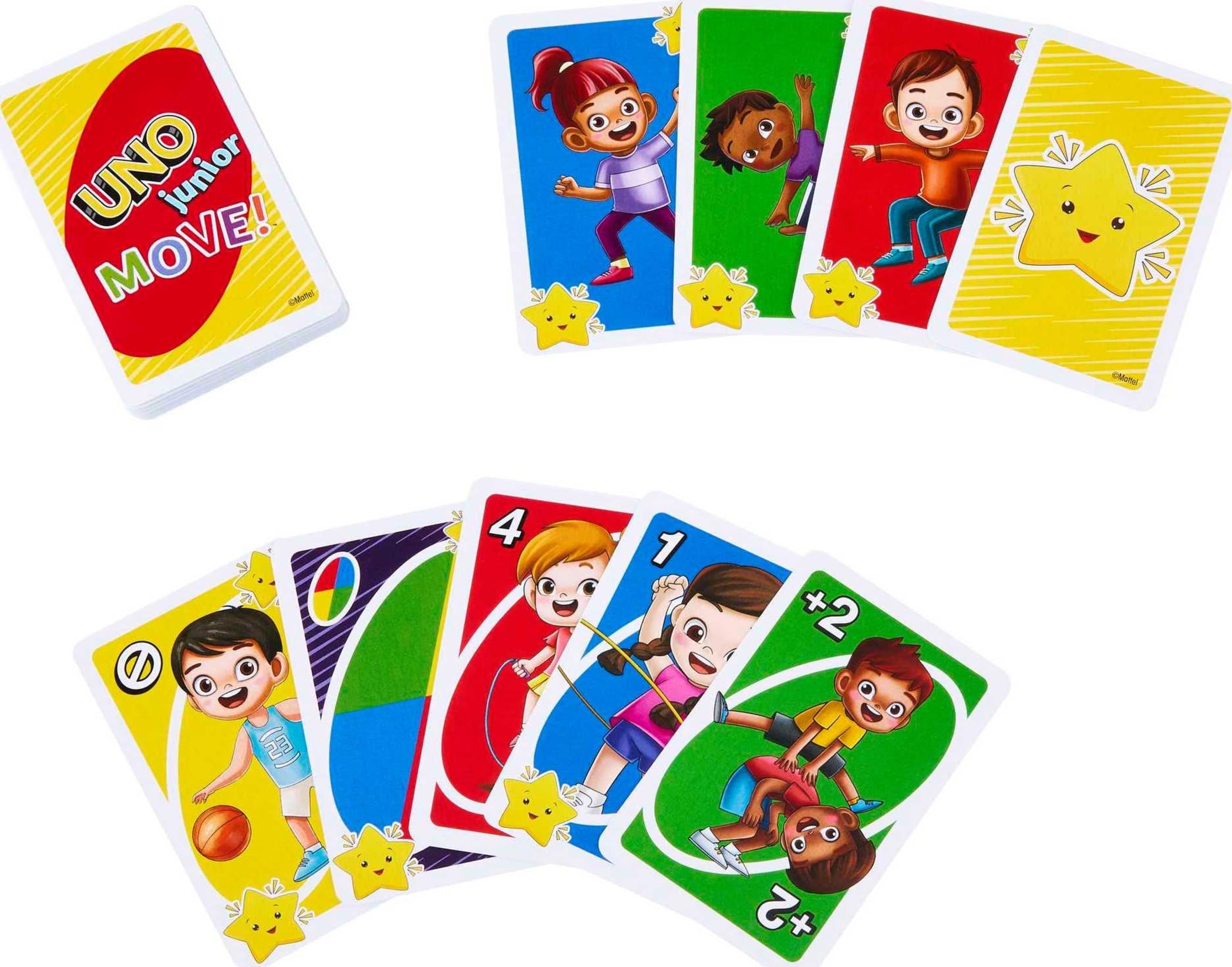 Mattel Games UNO Junior Move Kids Card Game with Action Rules for Family Night, Travel, Camping and Party, HNN03 9