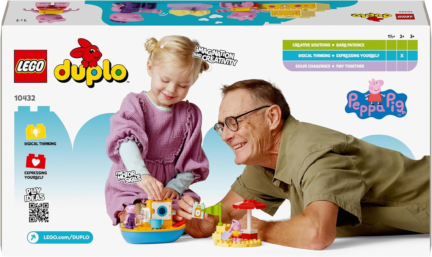 LEGO DUPLO Peppa Pig Boat Trip Playset - Floating Boat Toy for Toddlers 2+ 6