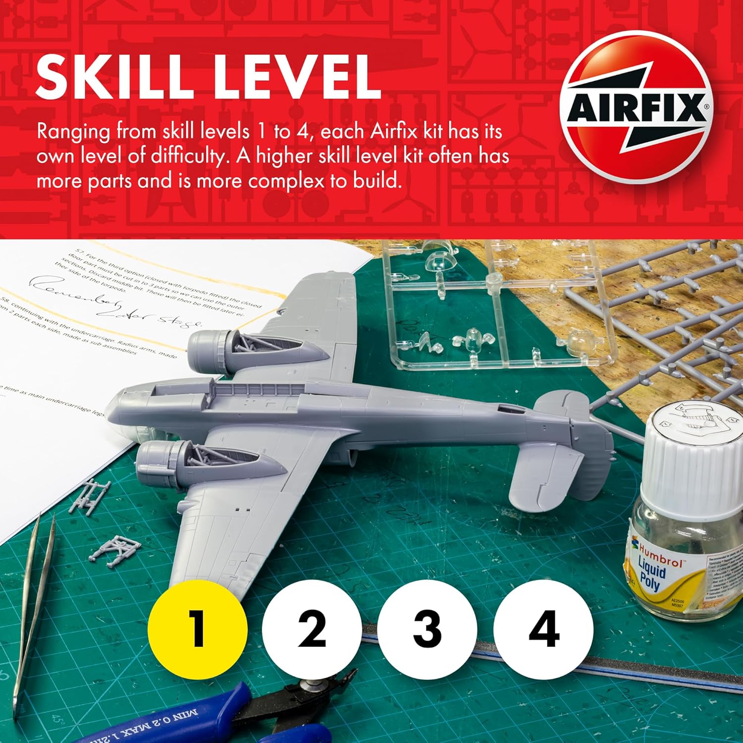 Airfix Starter Set - Messerschmitt Bf109F-4 Model Building Kit for Ages 8+ 6