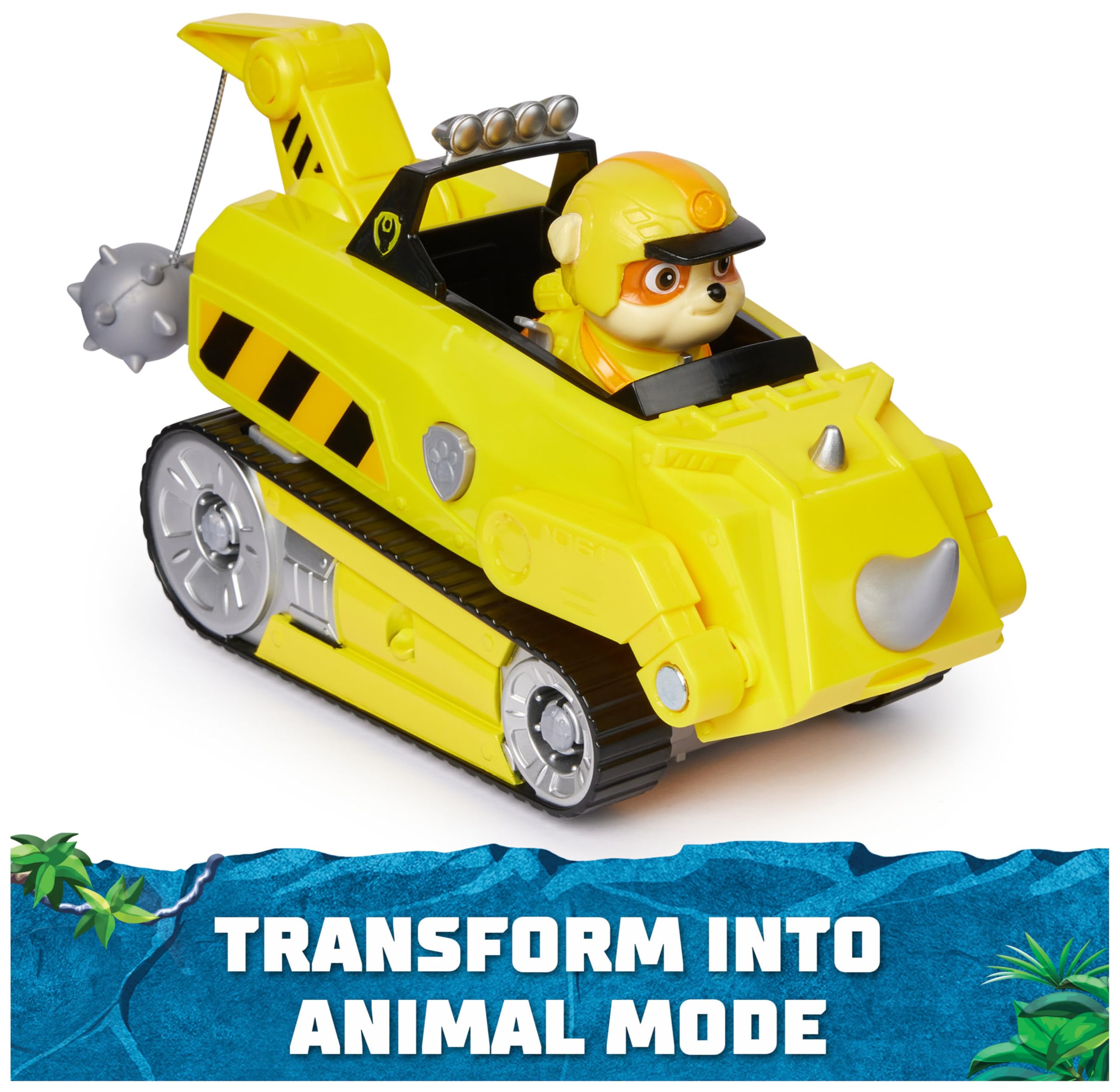 Paw Patrol Jungle Pups Rubble Rhino Vehicle with Action Figure - Transforming Toy Truck for Kids 3+ 3
