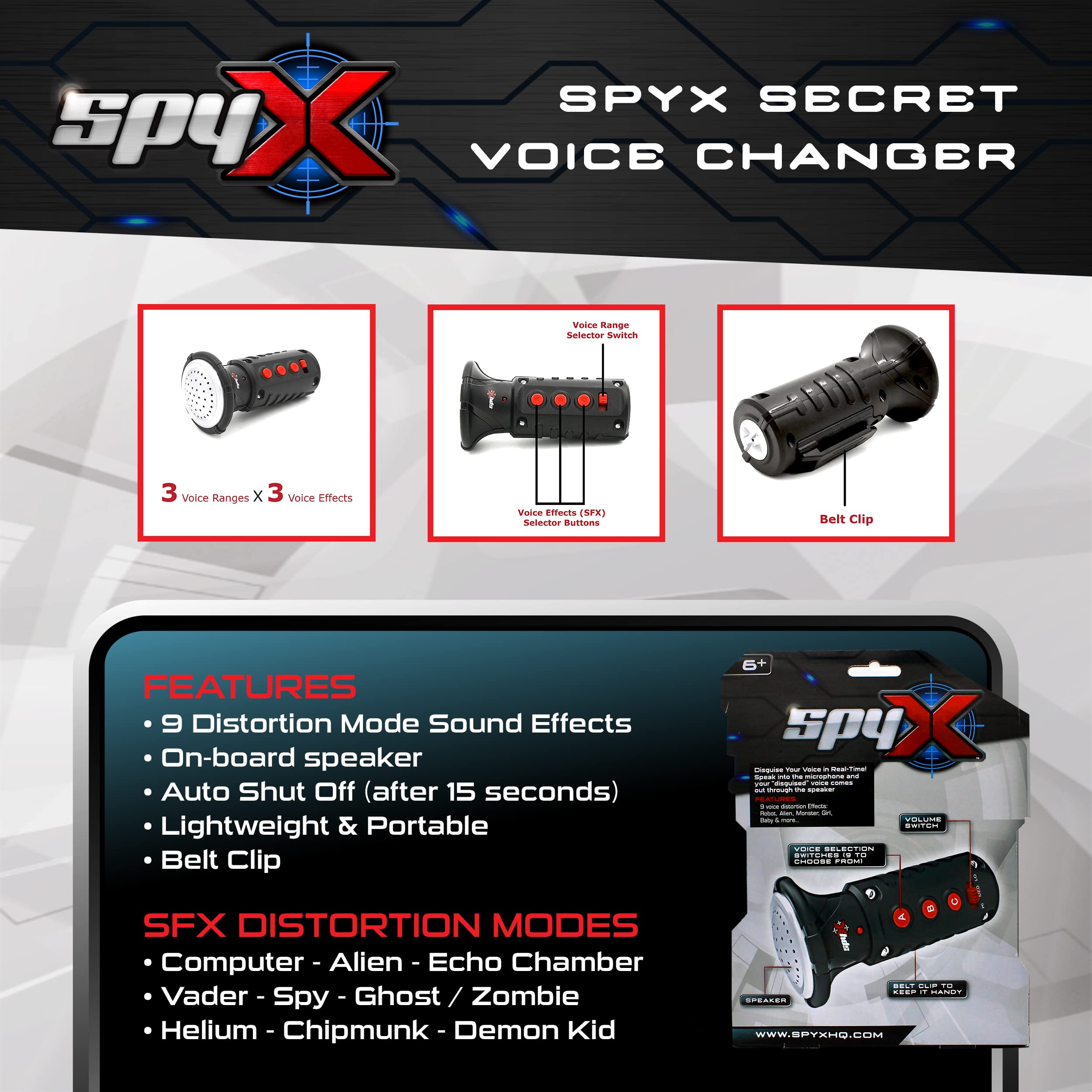 SpyX Secret Voice Changer for Kids - 9 Distortion Modes | Ages 6+ 3