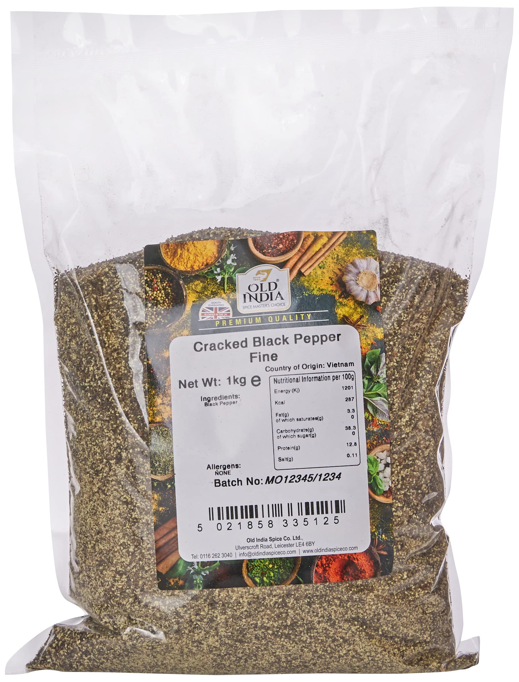 Old India Cracked Black Pepper - 1 kg Whole Spice | Natural & Additive Free