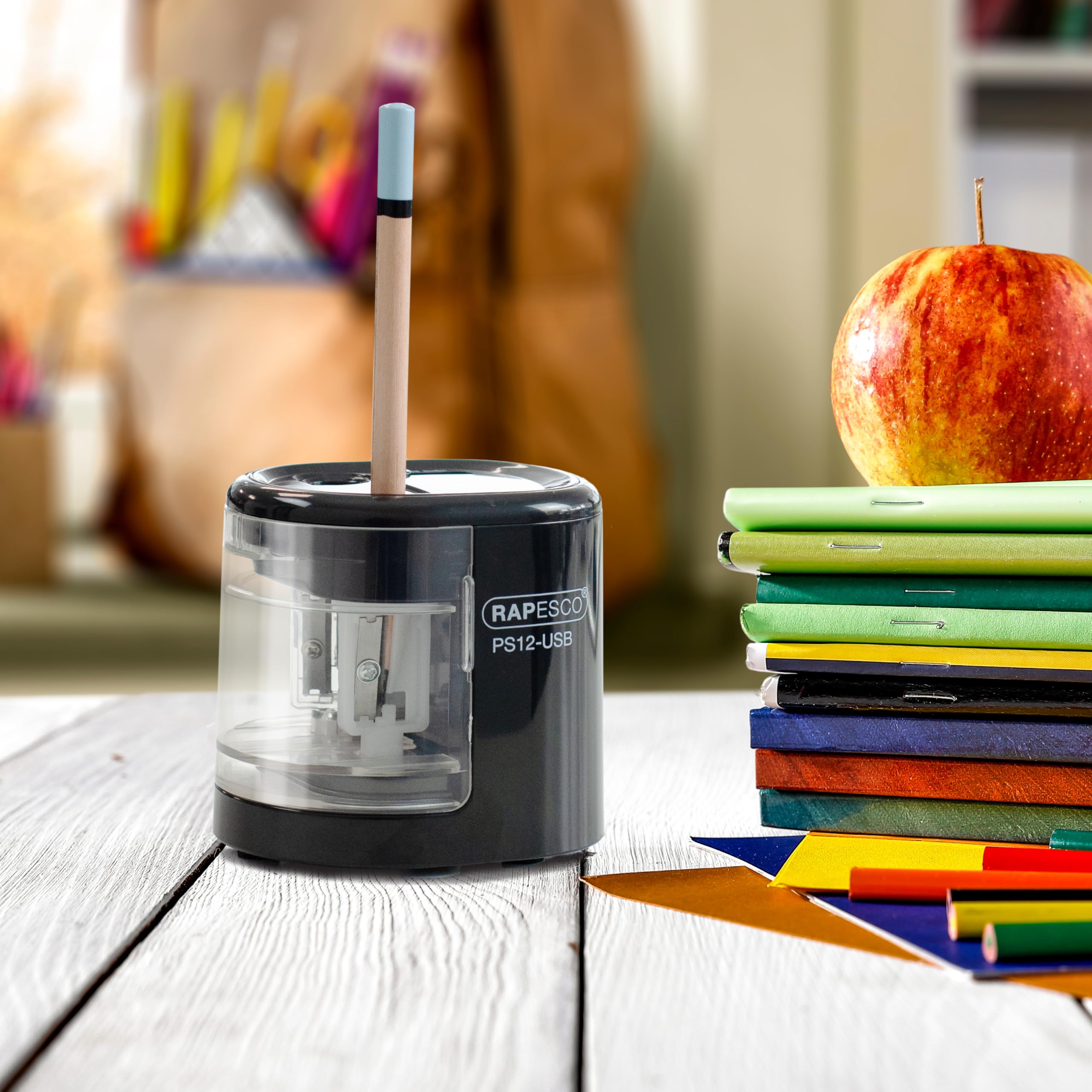 RAPESCO Automatic Electric Pencil Sharpener 1446 - Dual Hole | USB/Battery Powered | Candy Pink 6