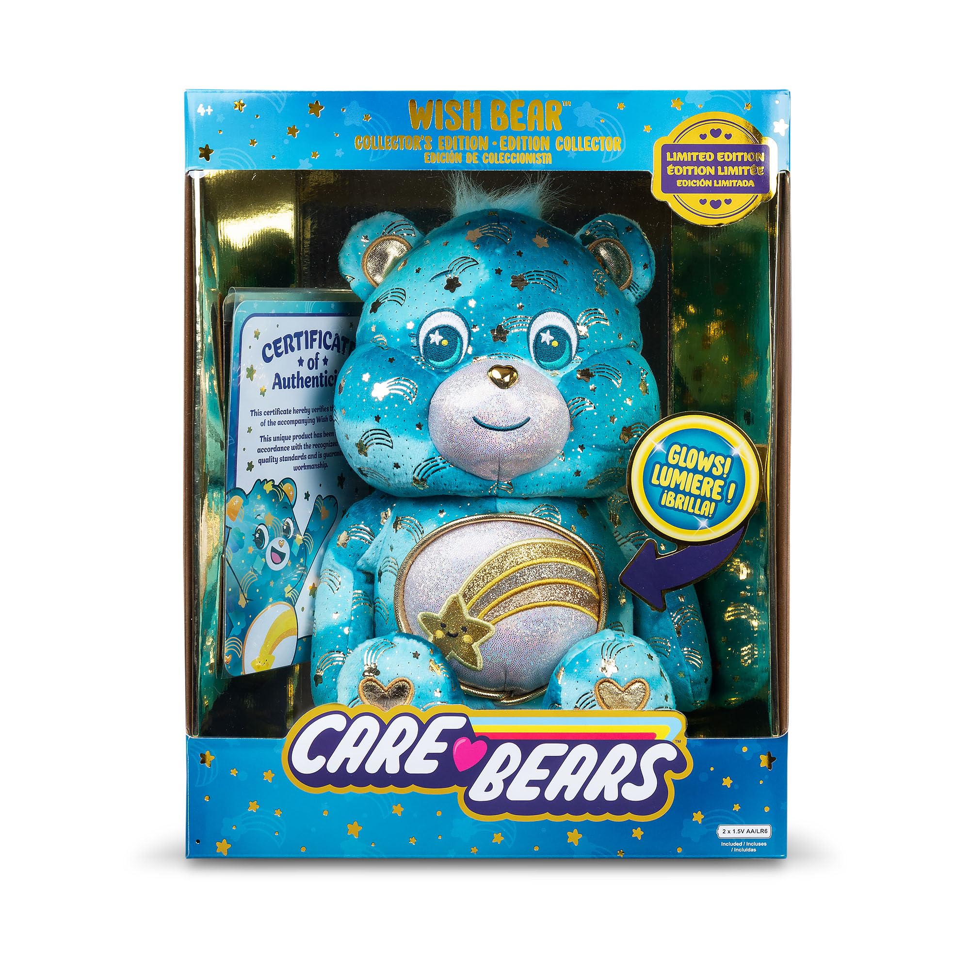 Care Bears Glowing Belly Plush - Wish Bear 35cm Soft Eco-Friendly Stuffed Animal 3