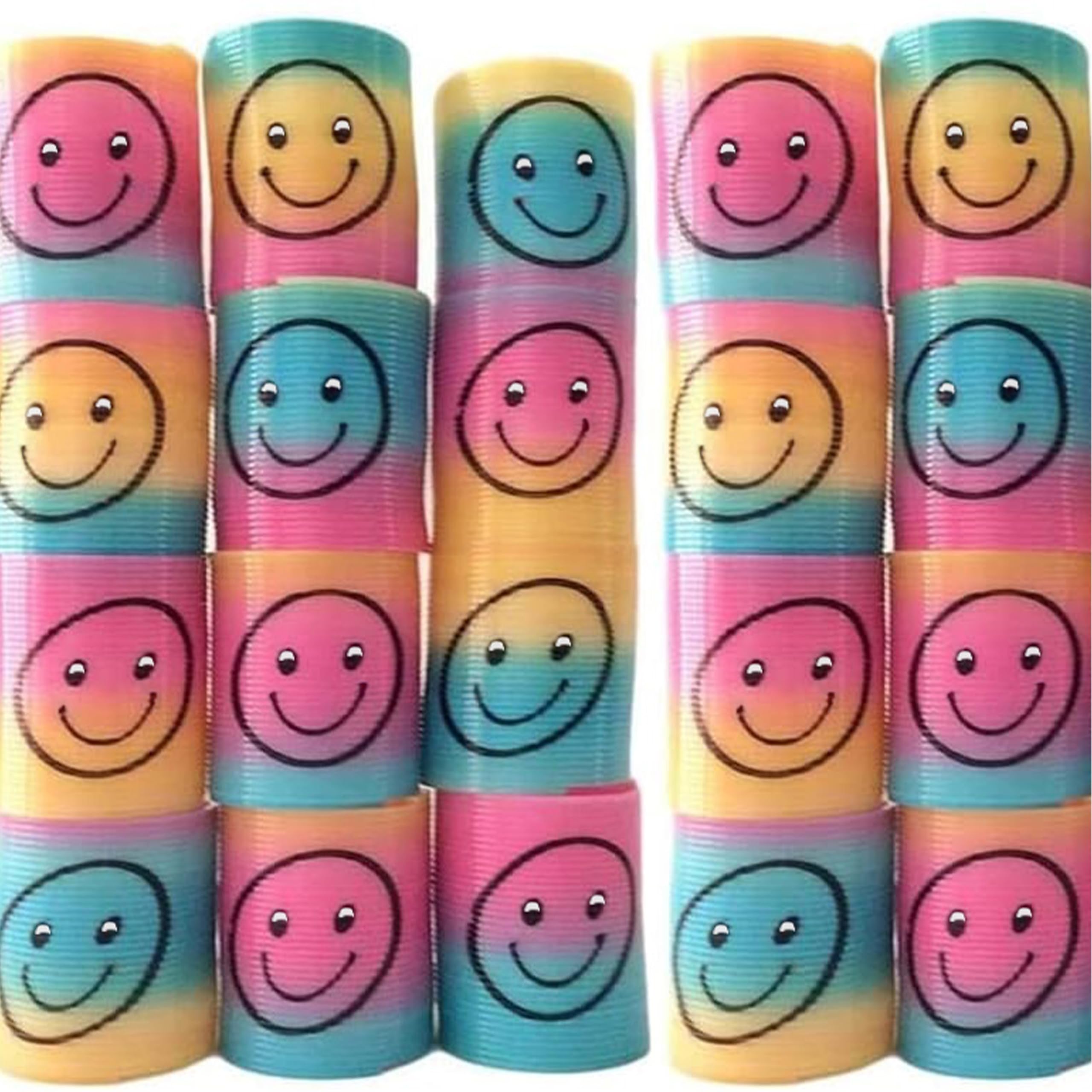 SHATCHI Mini Smile Face Springs - 12 Pcs Rainbow Slinky Fidget Toys for Kids | Stretches to 1 Meter 2
