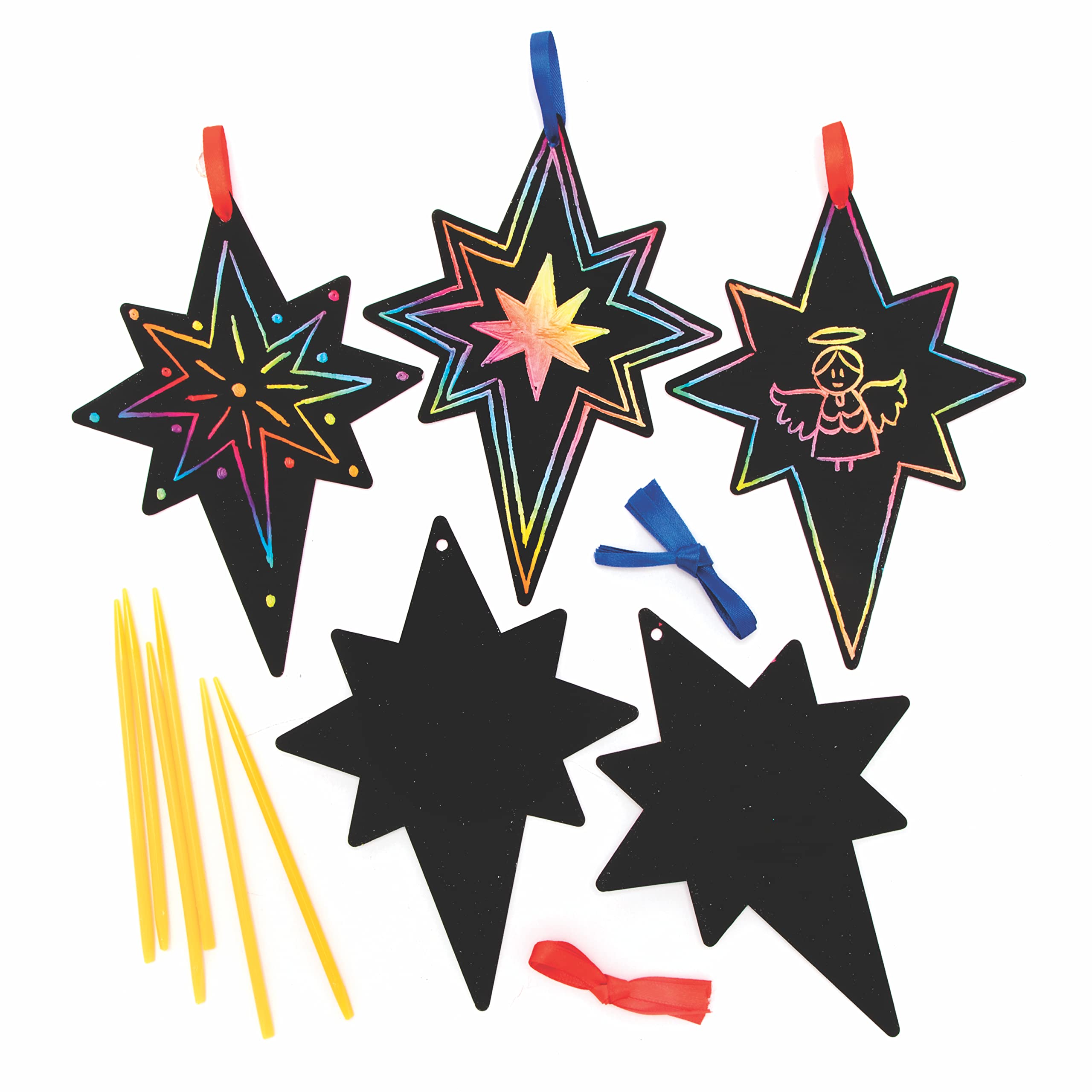 Baker Ross Nativity Star Scratch Art Decorations Pack of 12 - Christmas Craft for Kids 6