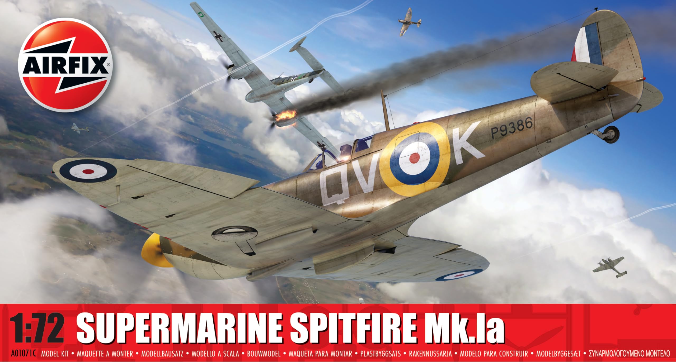Airfix Supermarine Spitfire Mk.Ia Model Kit A01071C | 1:72 Scale | Skill Level 1 | 36 Parts 1
