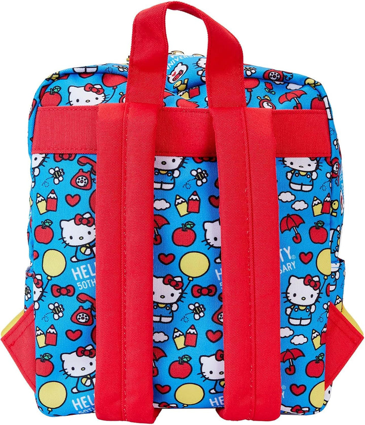 Loungefly Hello Kitty 50th Anniversary Classic AOP Nylon Square Kids Mini Backpack