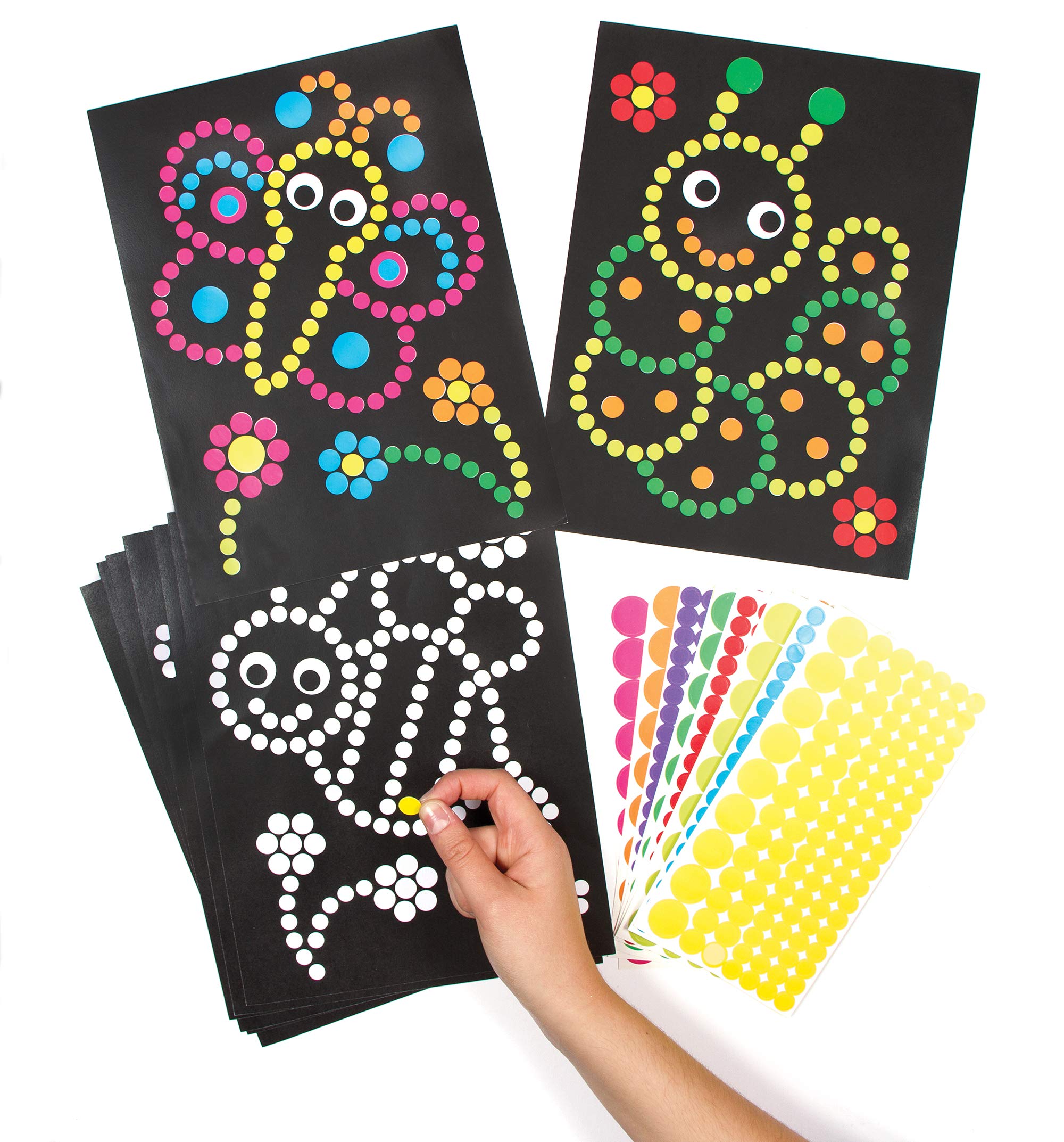 Baker Ross Insect Dotty Sticker Art Kit - 8 Assorted Bug Designs, 21 x 28 cm