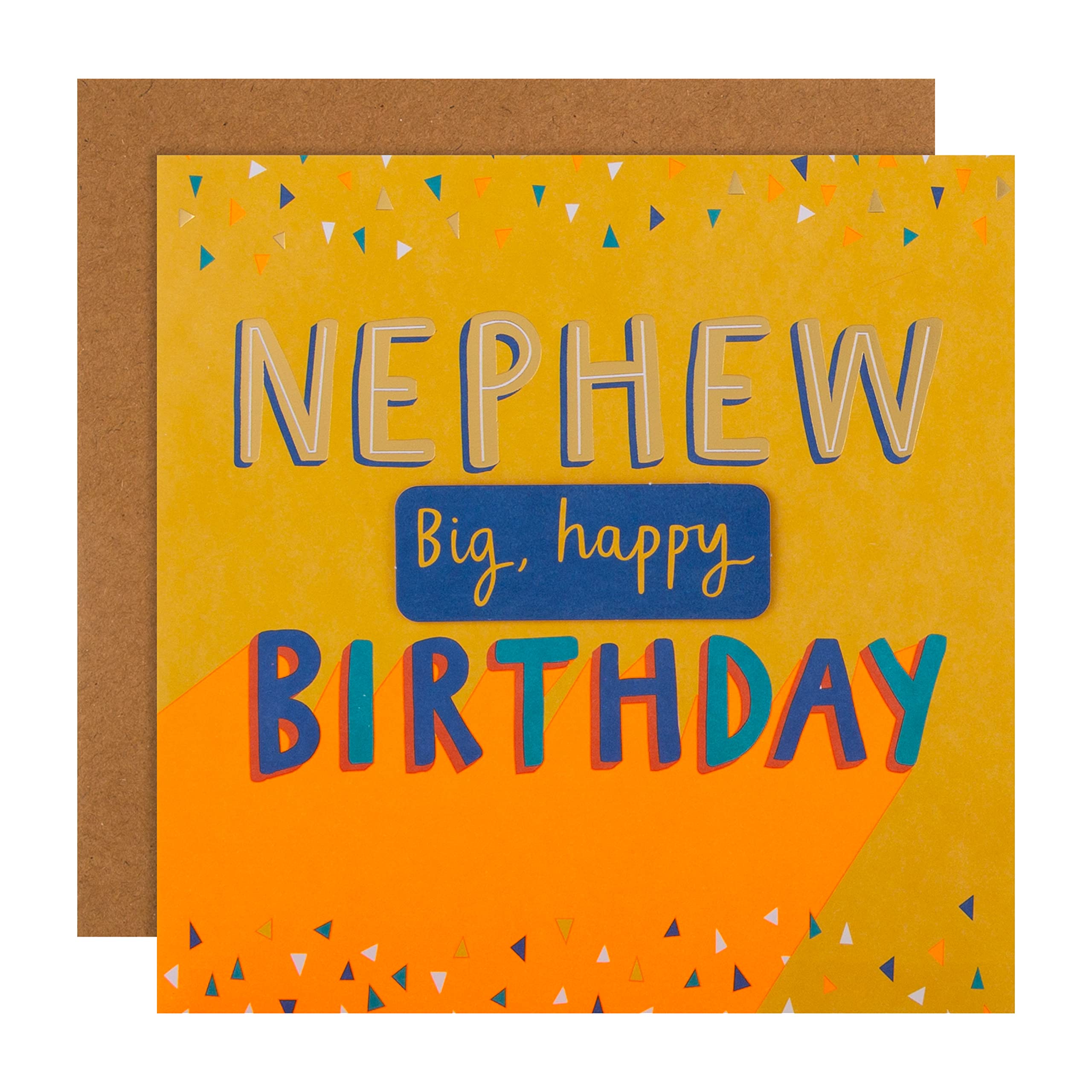 Hallmark Birthday Card for Nephew - 3D Effect, Neon Inks, Gold Foil | 16cm x 16cm