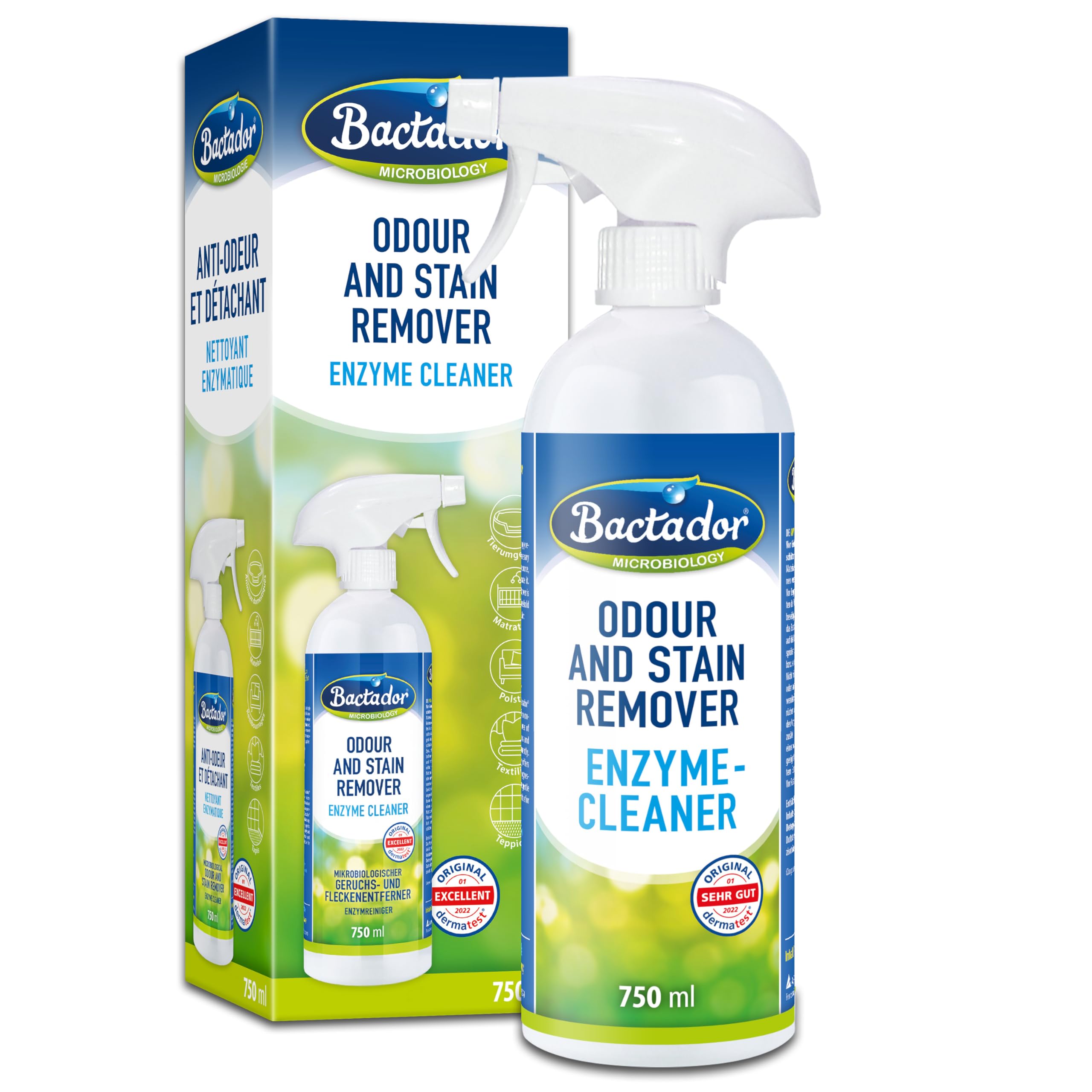 Bactador Enzyme Cleaner Spray - Permanent Odour & Stain Removal | 750 ml | Unscented 1