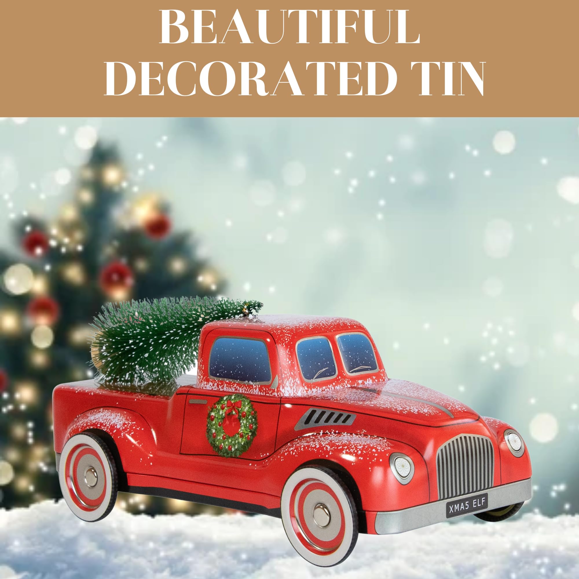 The Silver Crane Co. - Christmas Truck with Tree Biscuits Tin Shortbread Gift 4